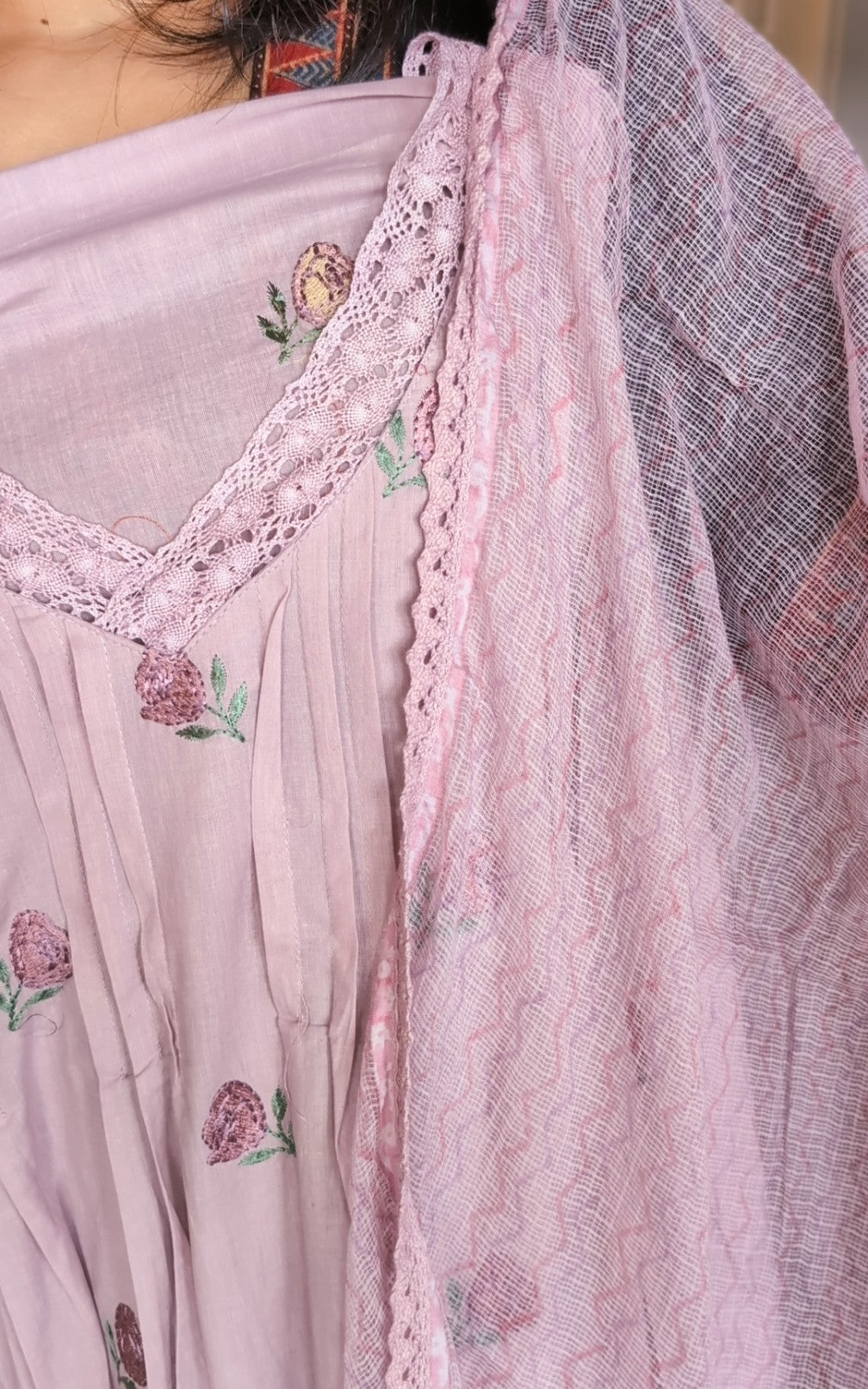 Mauve pink semi patterned set