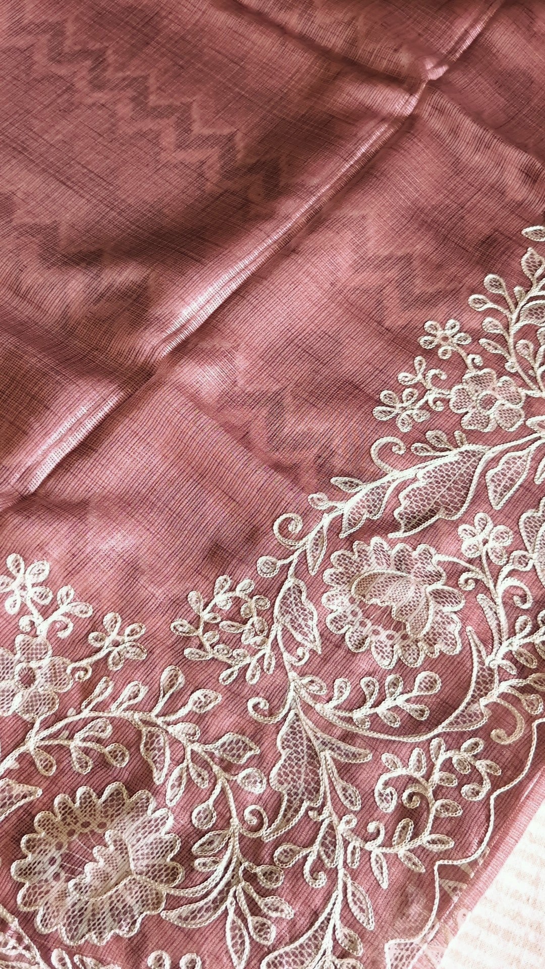 Silky kota embroidery saree