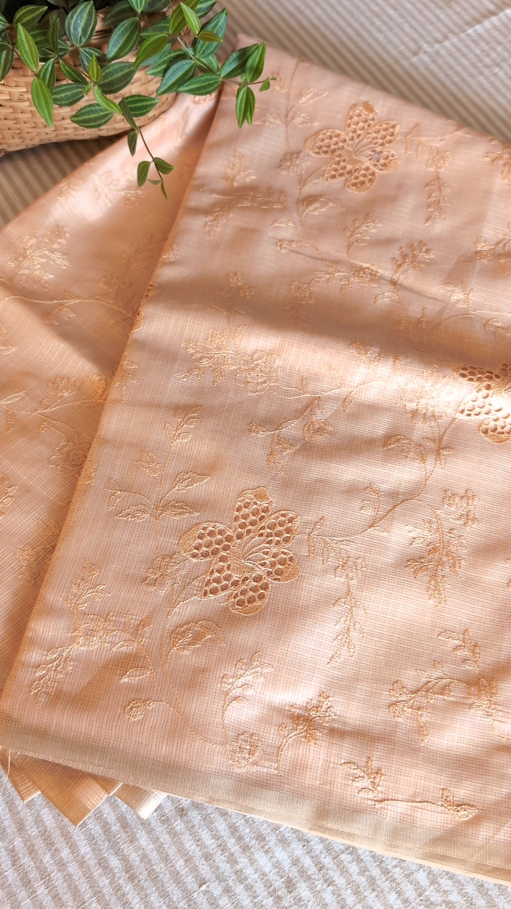 Kota silk cutwork & threadwork saree
