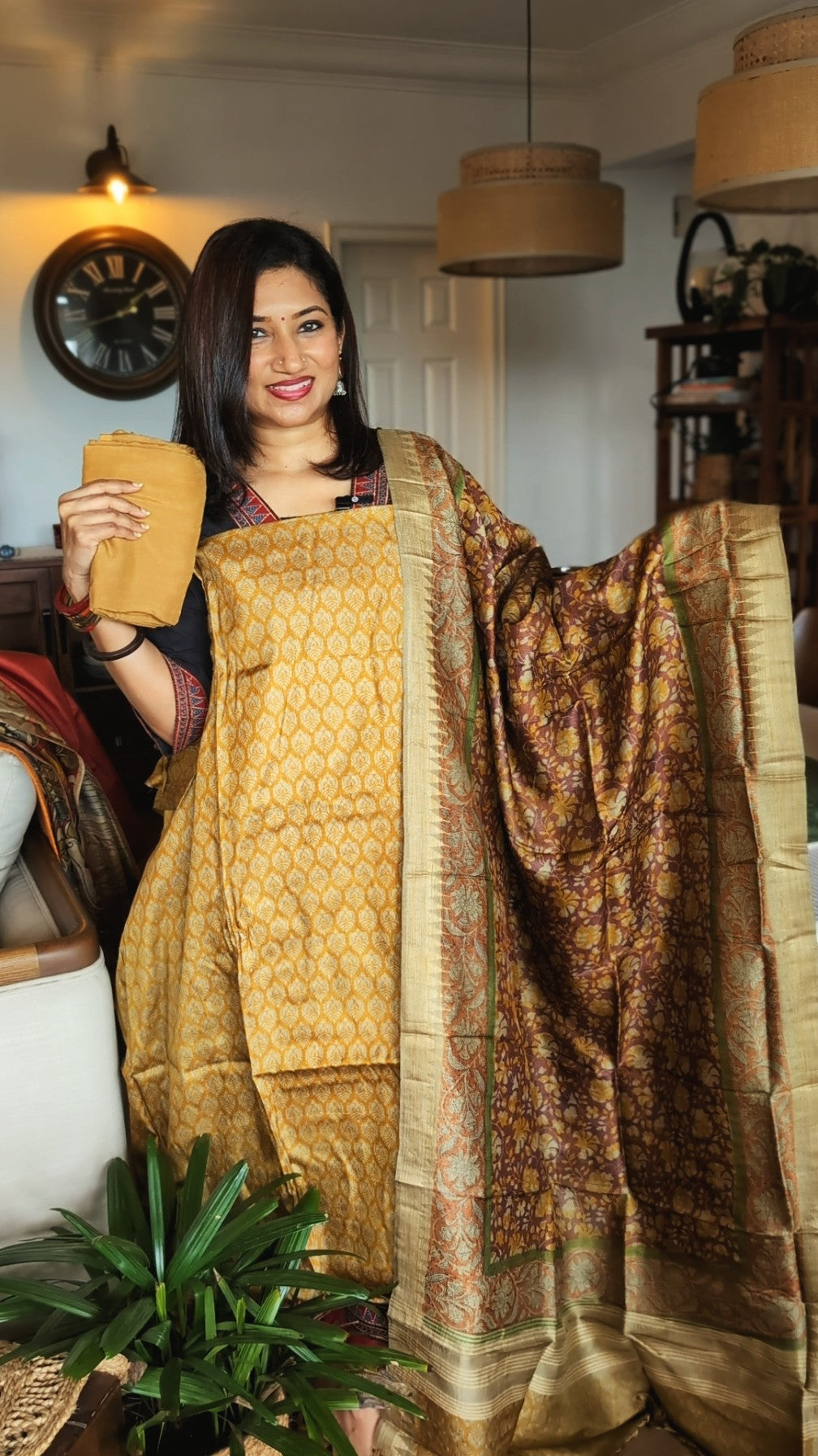 Printed Desi Tusser silk set
