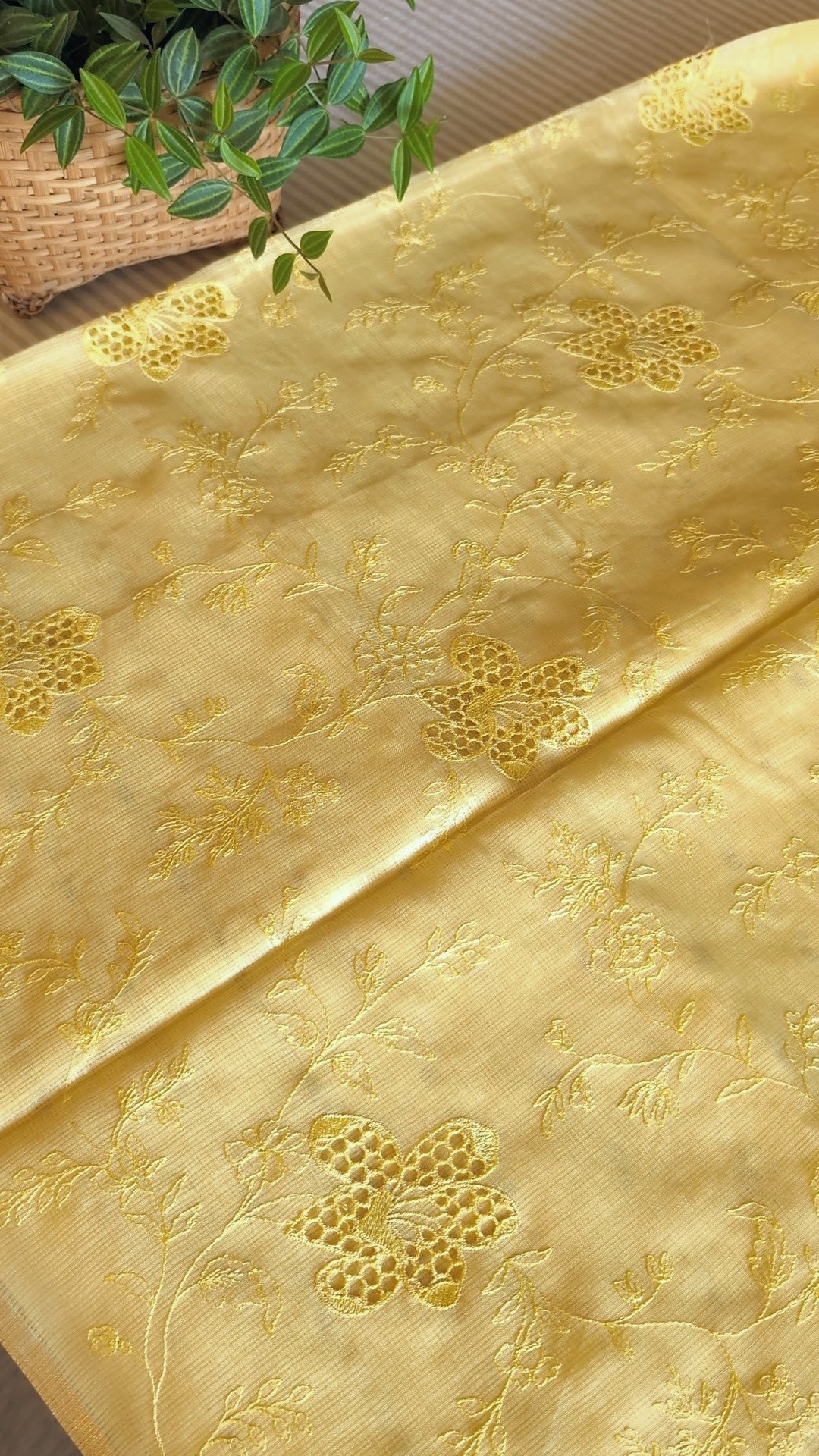 Kota silk thread work & cutwork saree