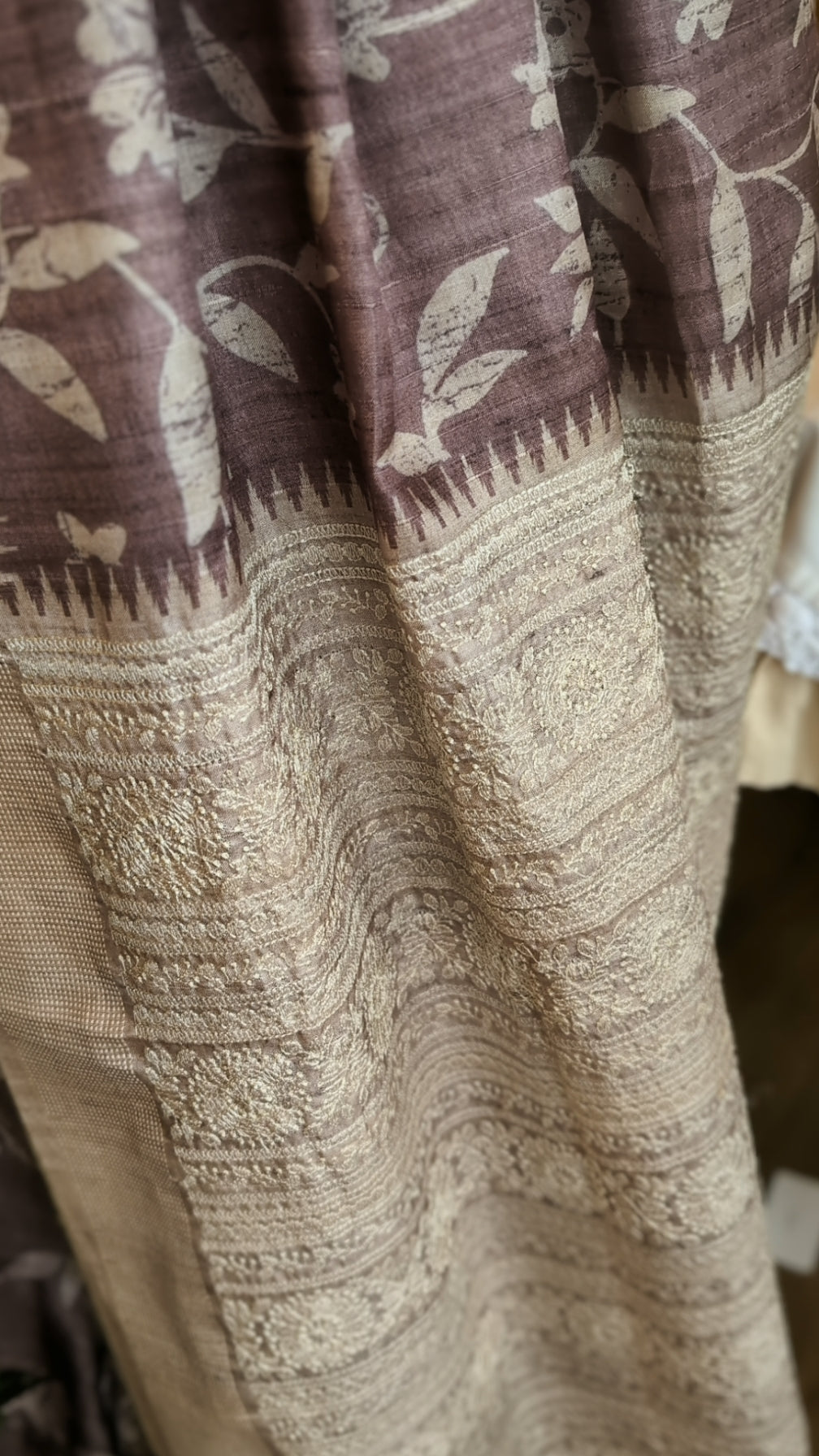 Semi Tusser thread work saree