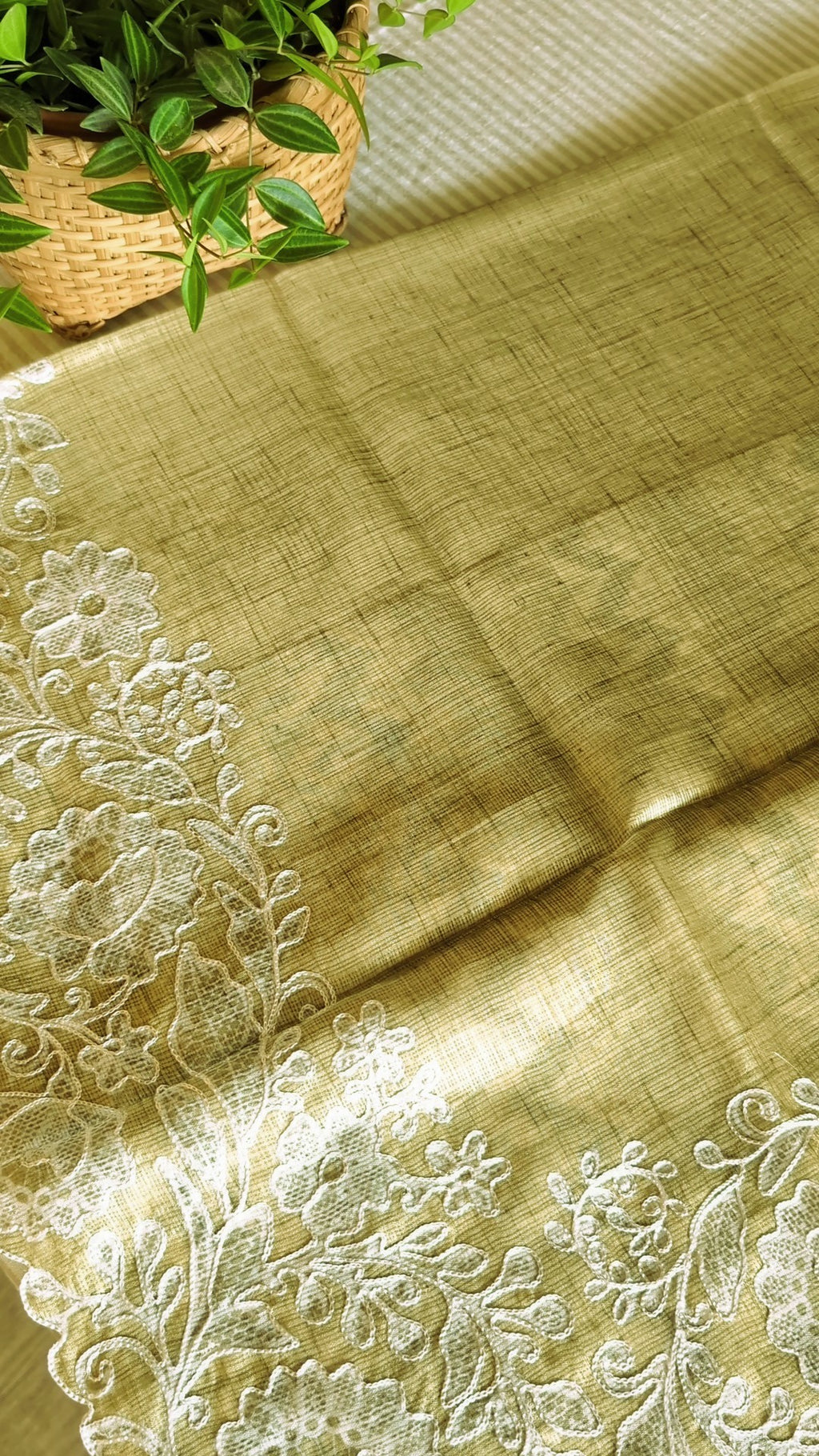 Silky kota embroidery saree