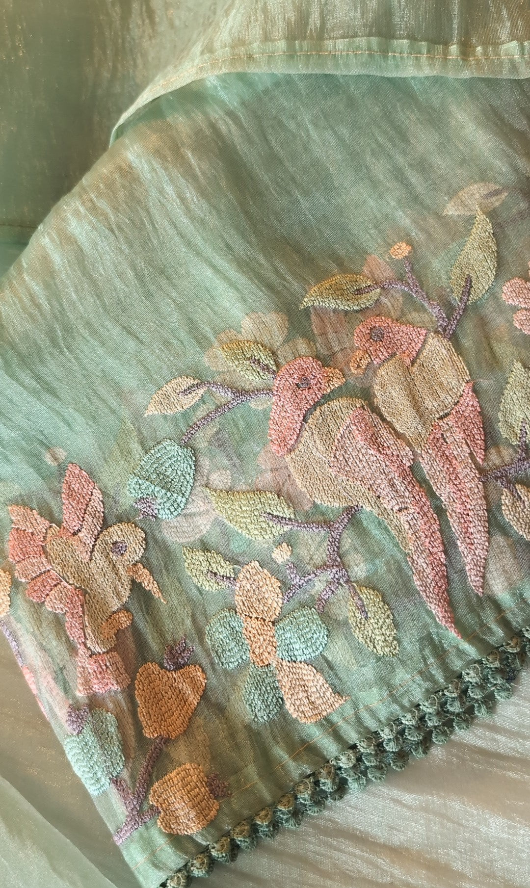Glass tissue organza saree