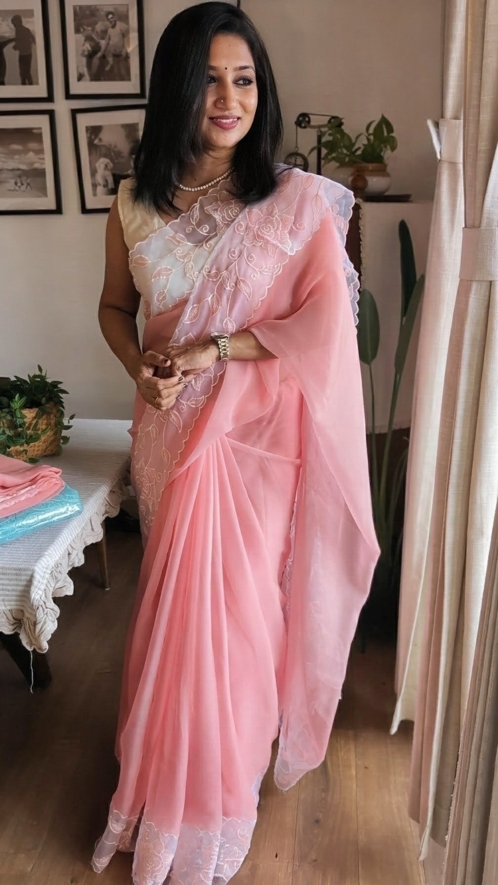 Soft crush organza saree