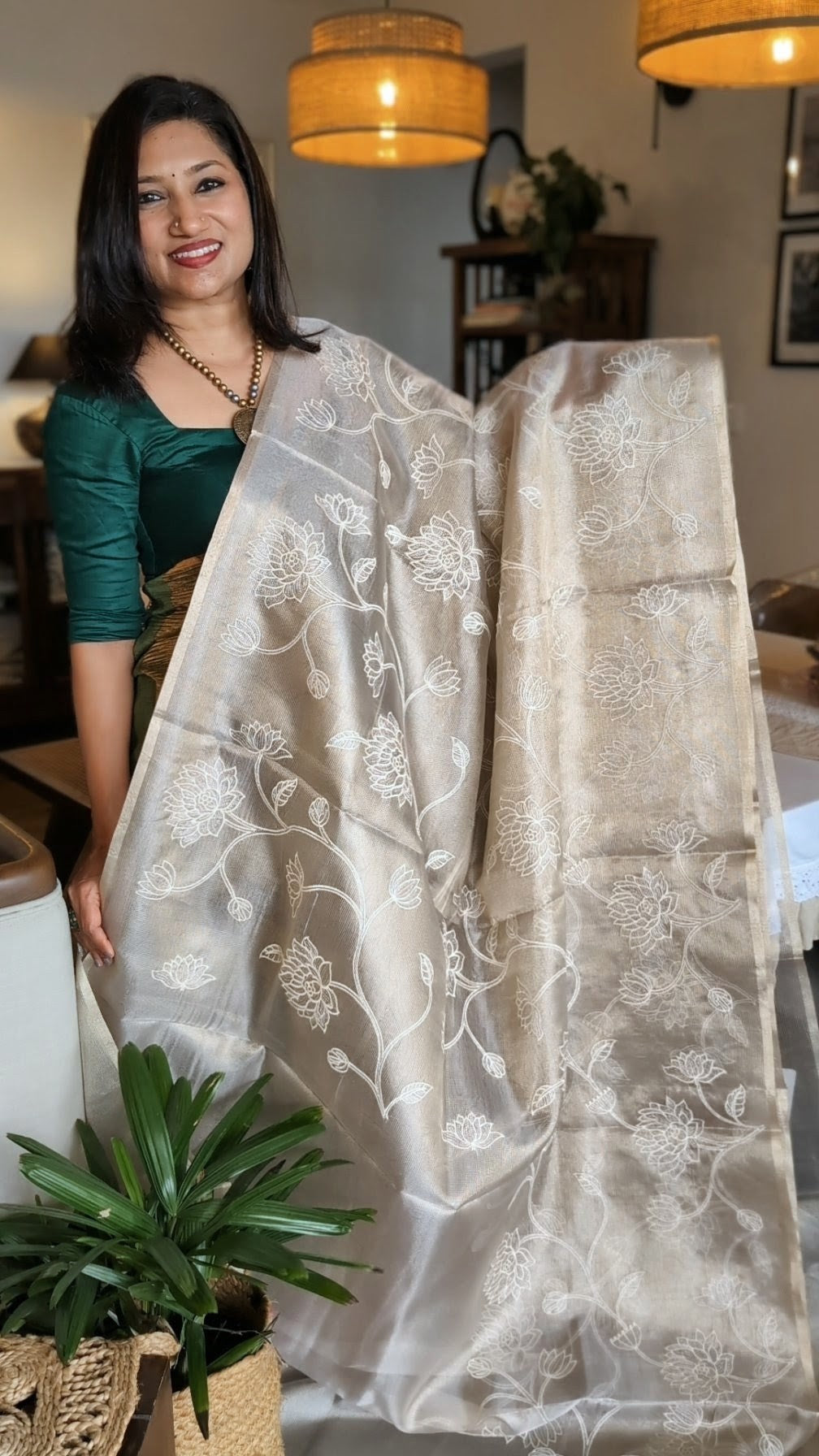 Tissue kota thread work saree
