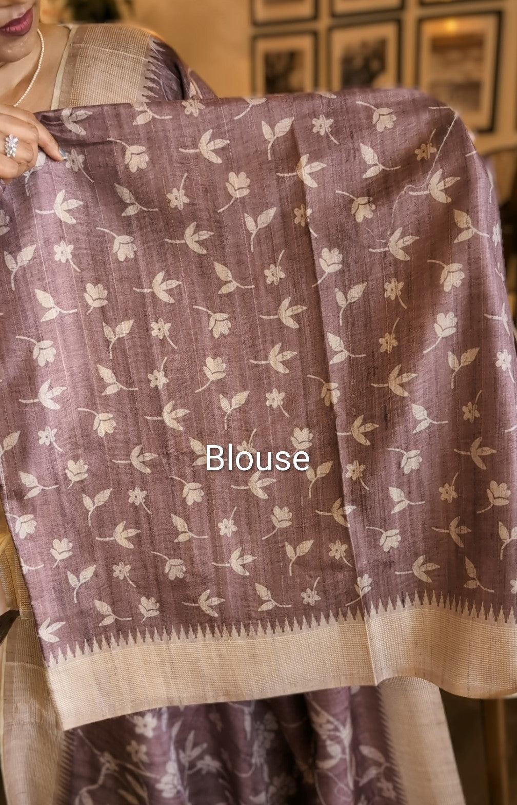 Semi Tusser thread work saree