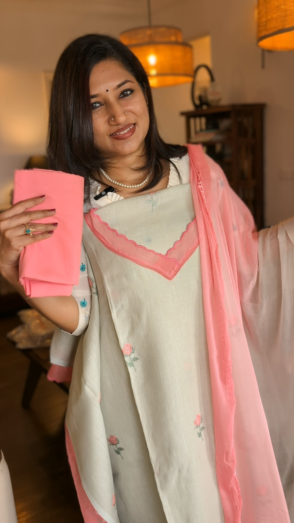 Cotton -Linen set with cross stitch