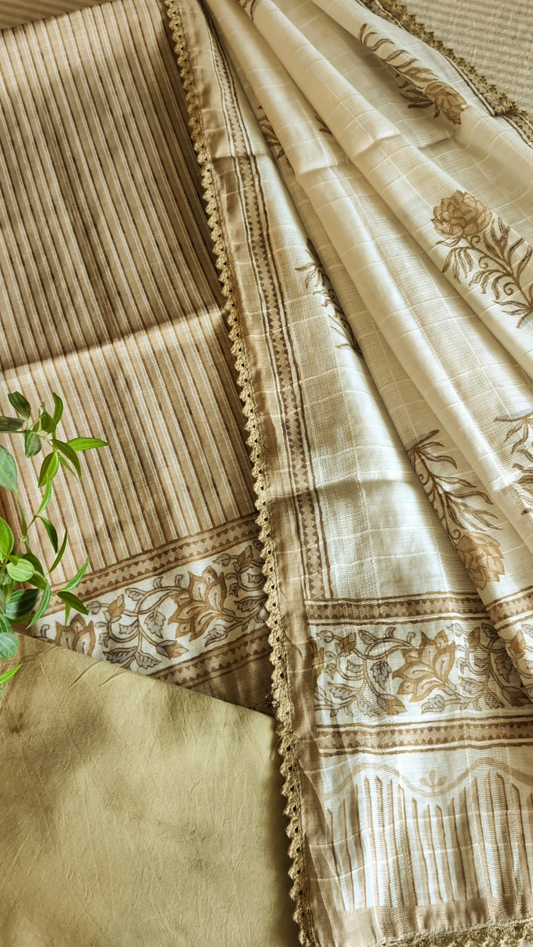 Cotton linen blend striped set