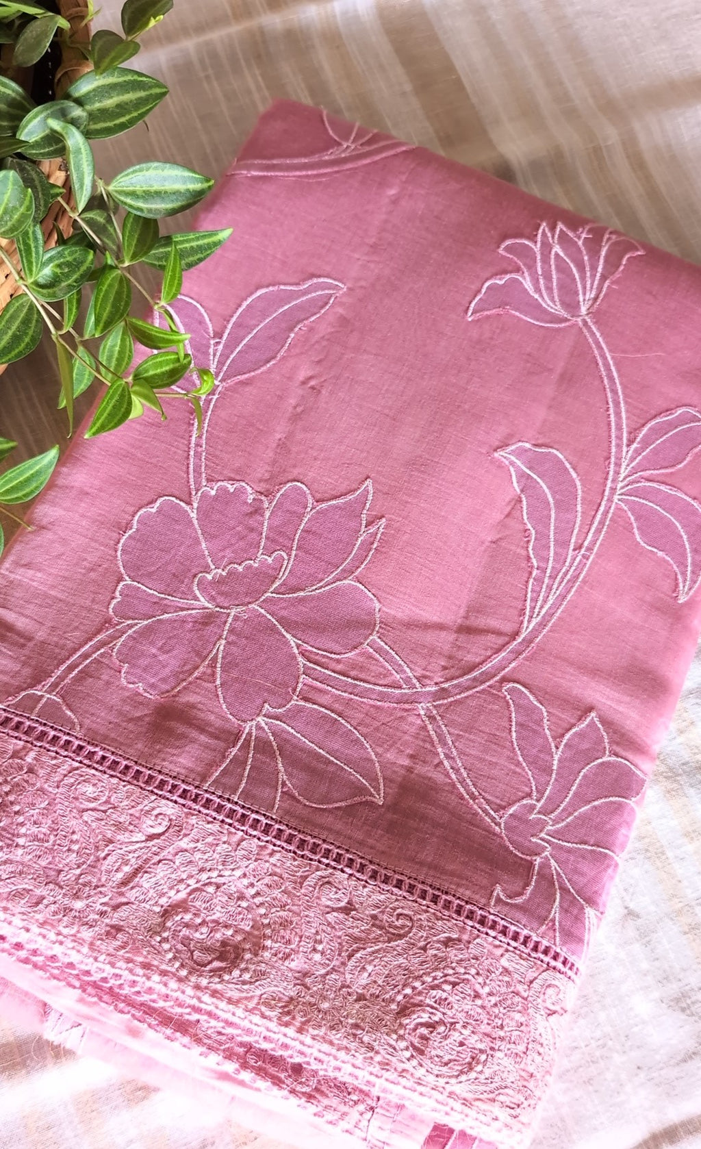 Mul Chanderi Applique Saree