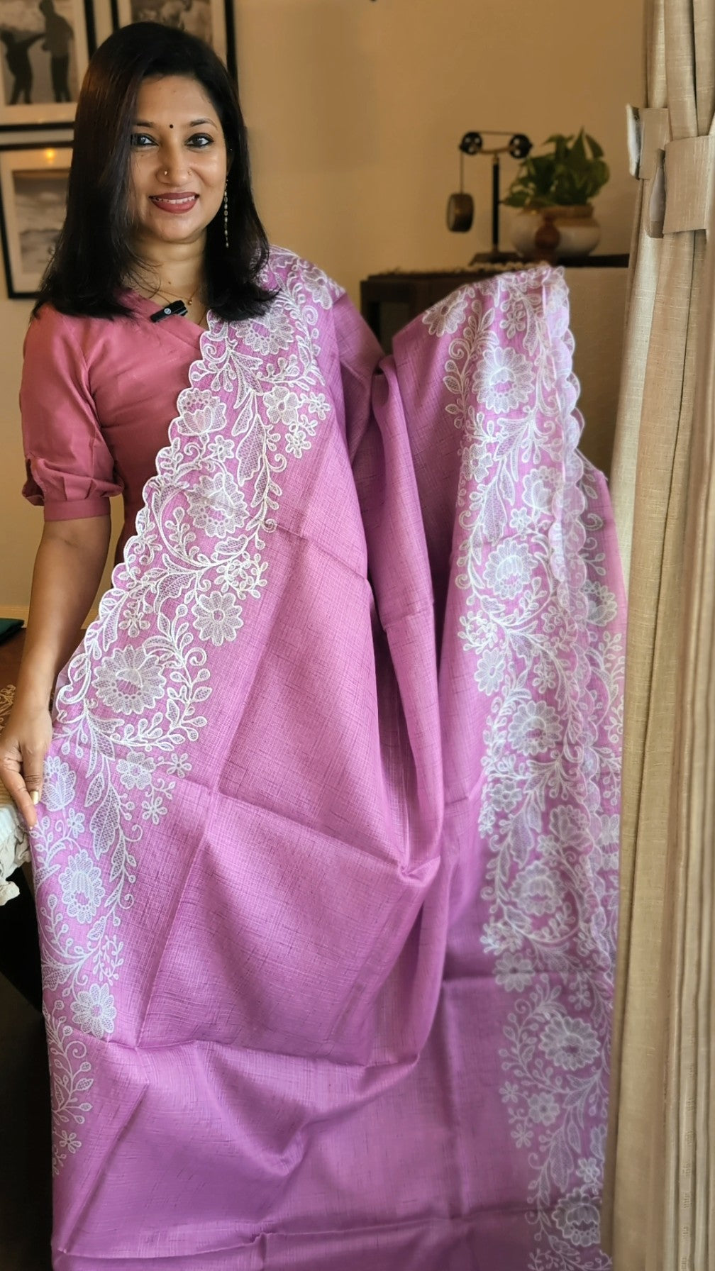 Silky kota embroidery saree