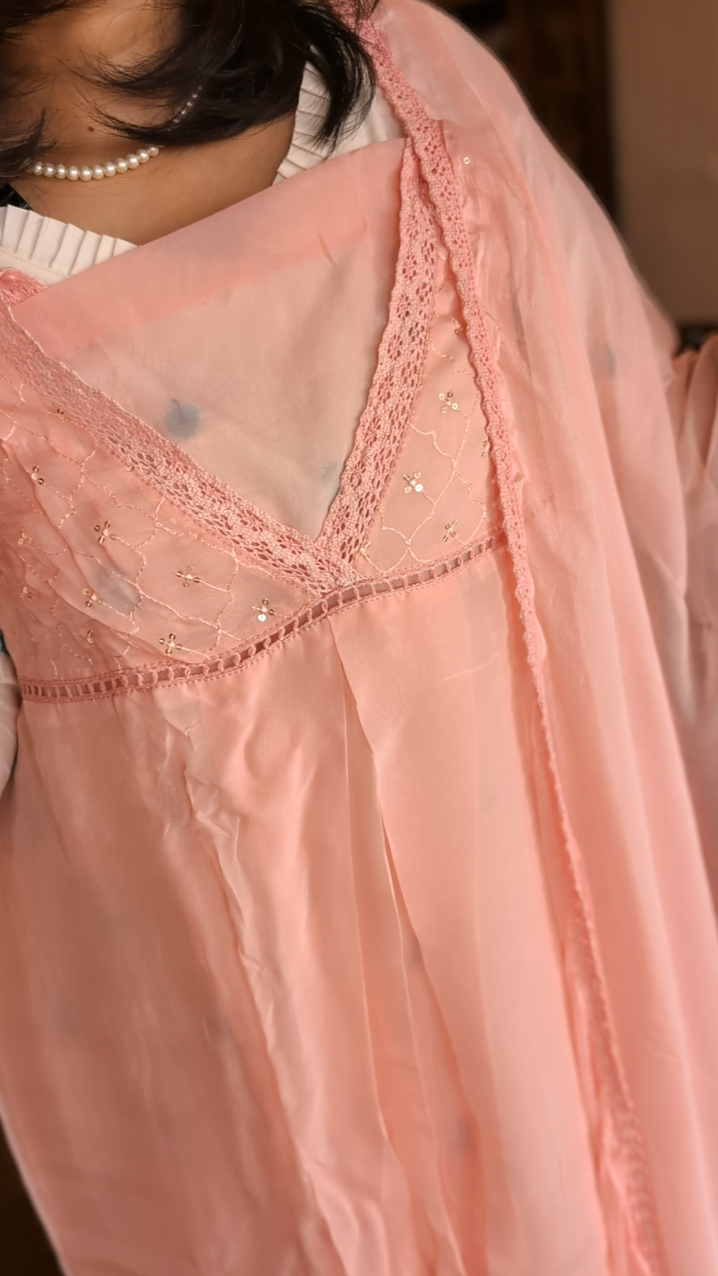 Viscose organza semi patterned set
