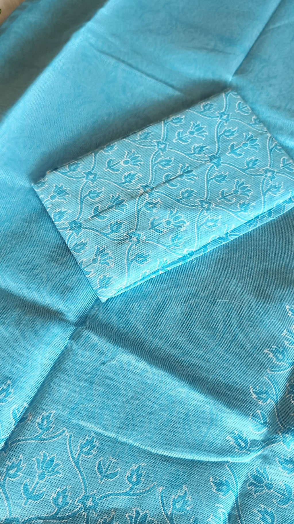 Net kota printed saree- Pastel blue