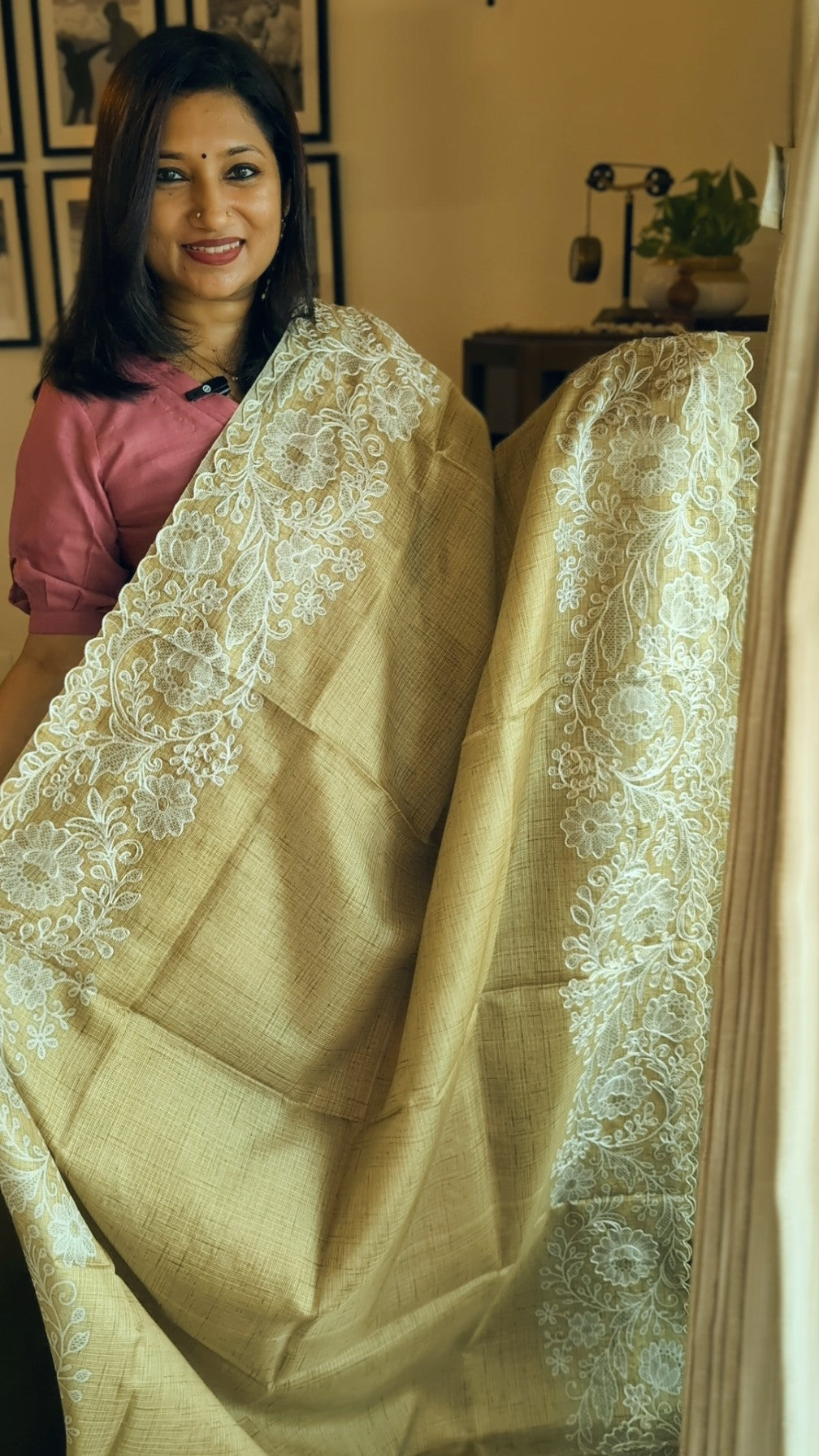 Silky kota embroidery saree