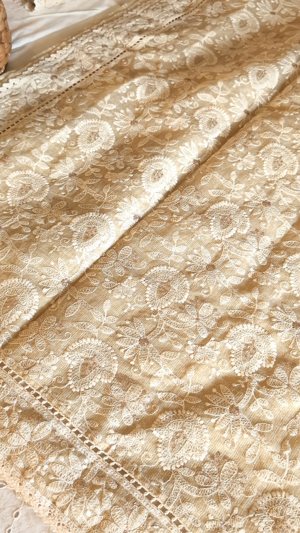 Kota beige thread work saree