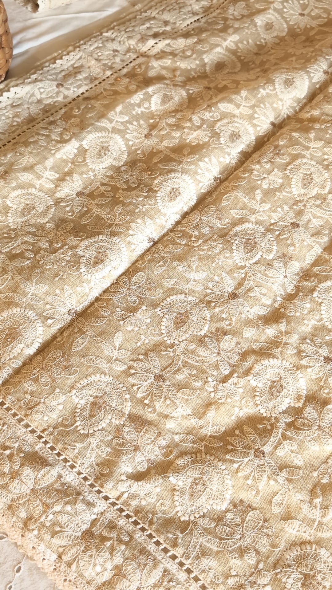 Kota beige thread work saree