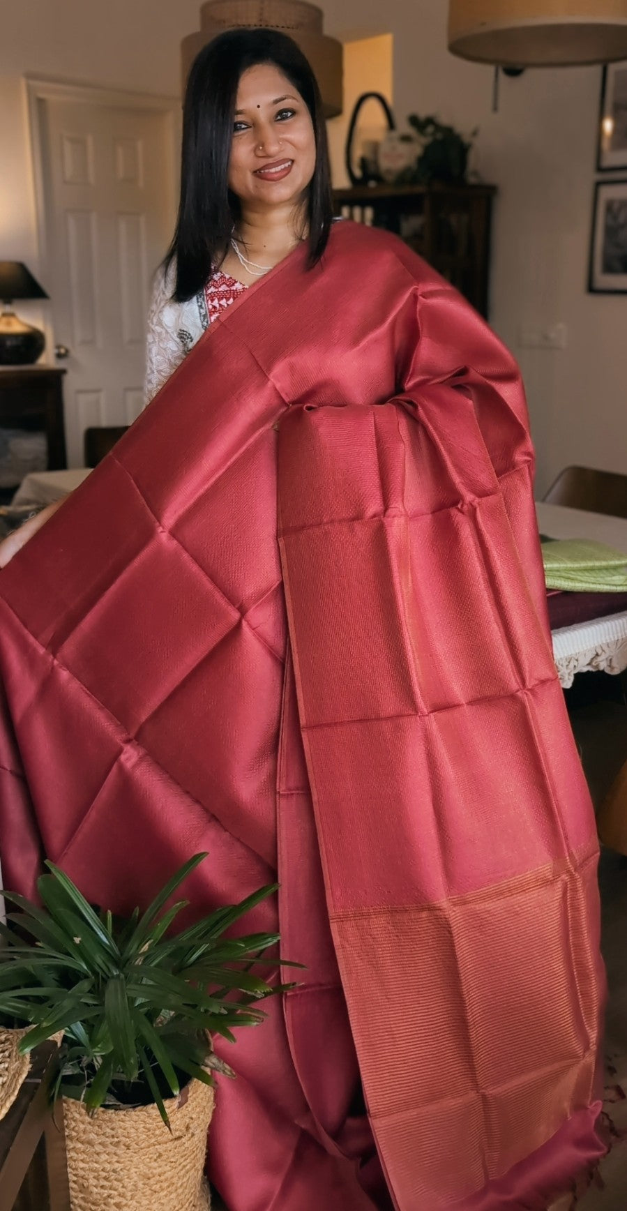 Tusser silk tissue weave saree
