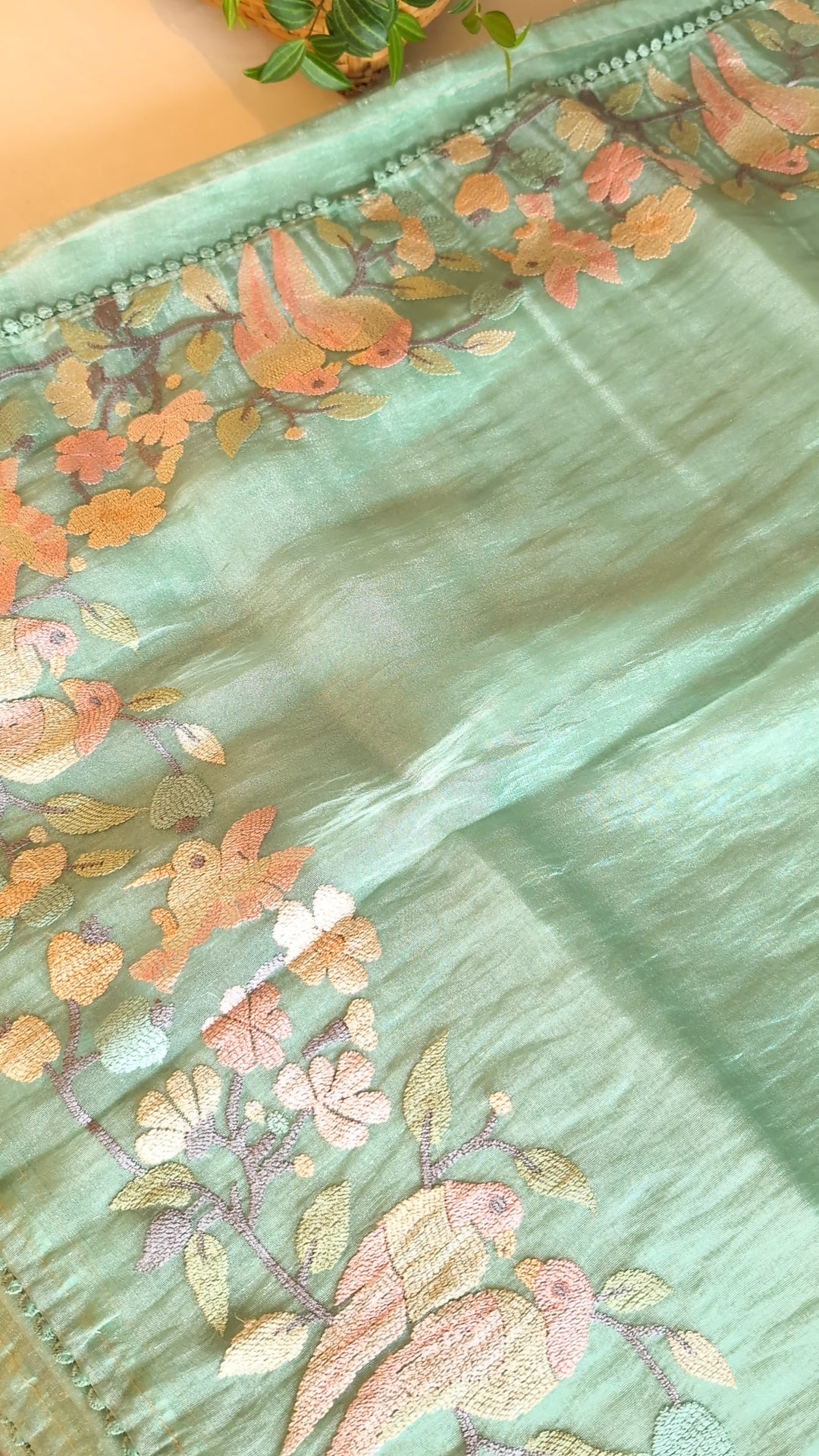 Glass tissue organza saree