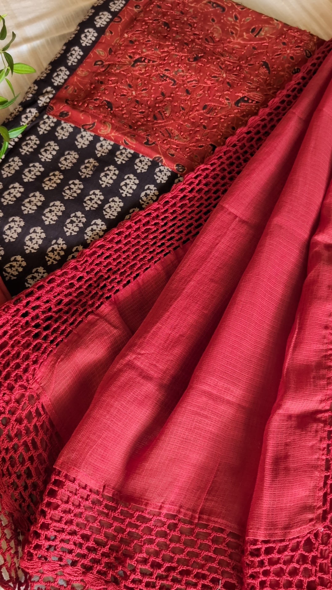 Cotton handwork yoke set
