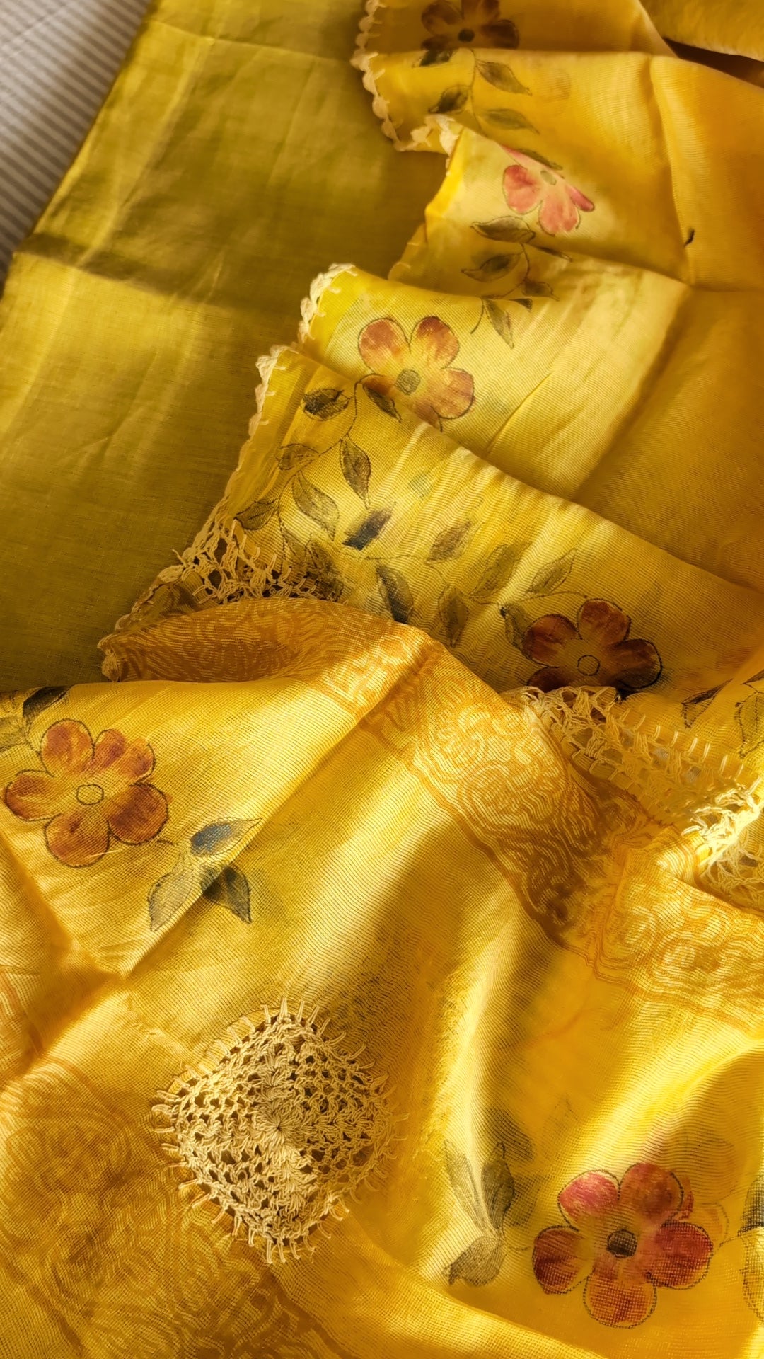 Pure linen yellow -silknet set