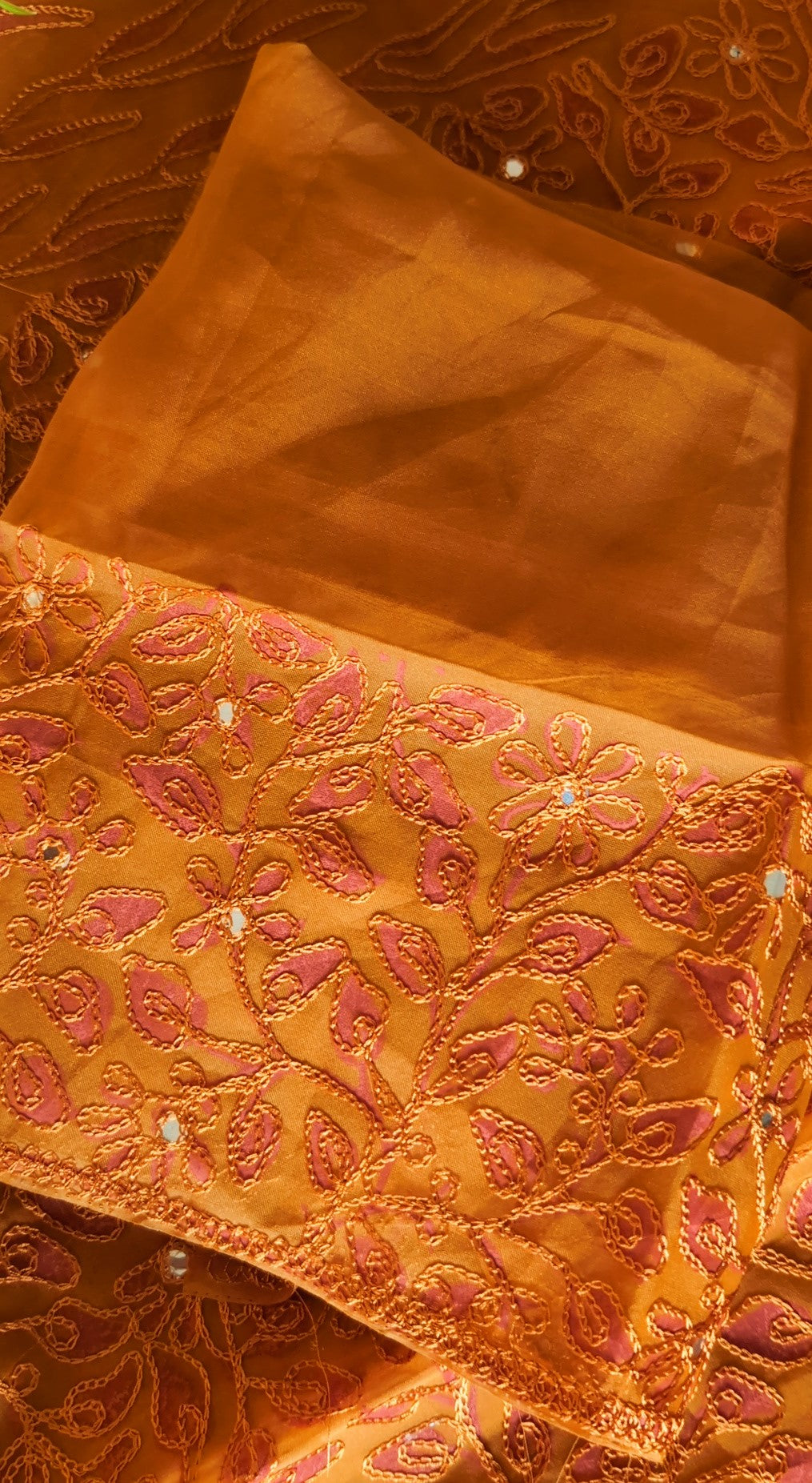 Organza thread work saree