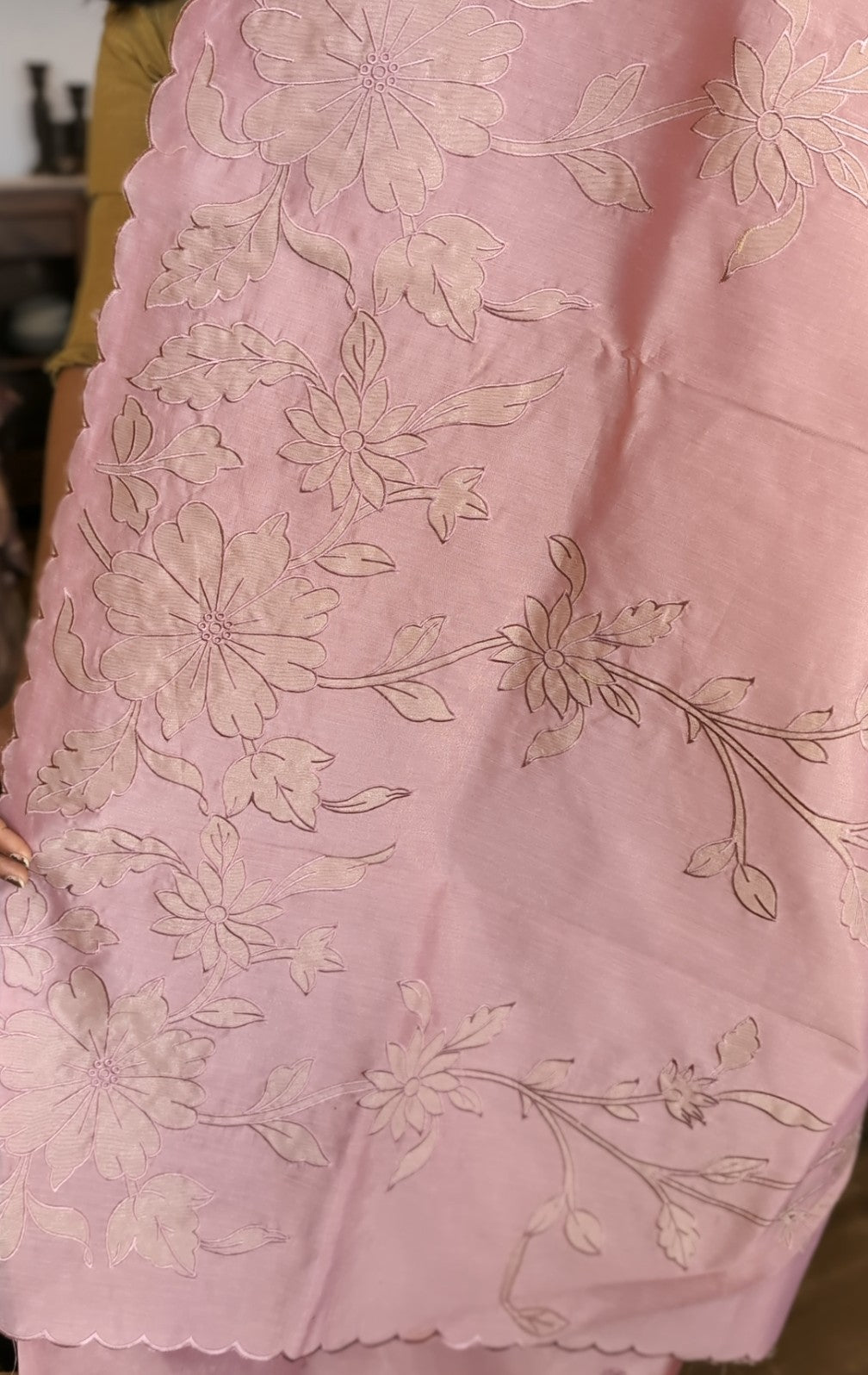 Tissue Chanderi applique saree
