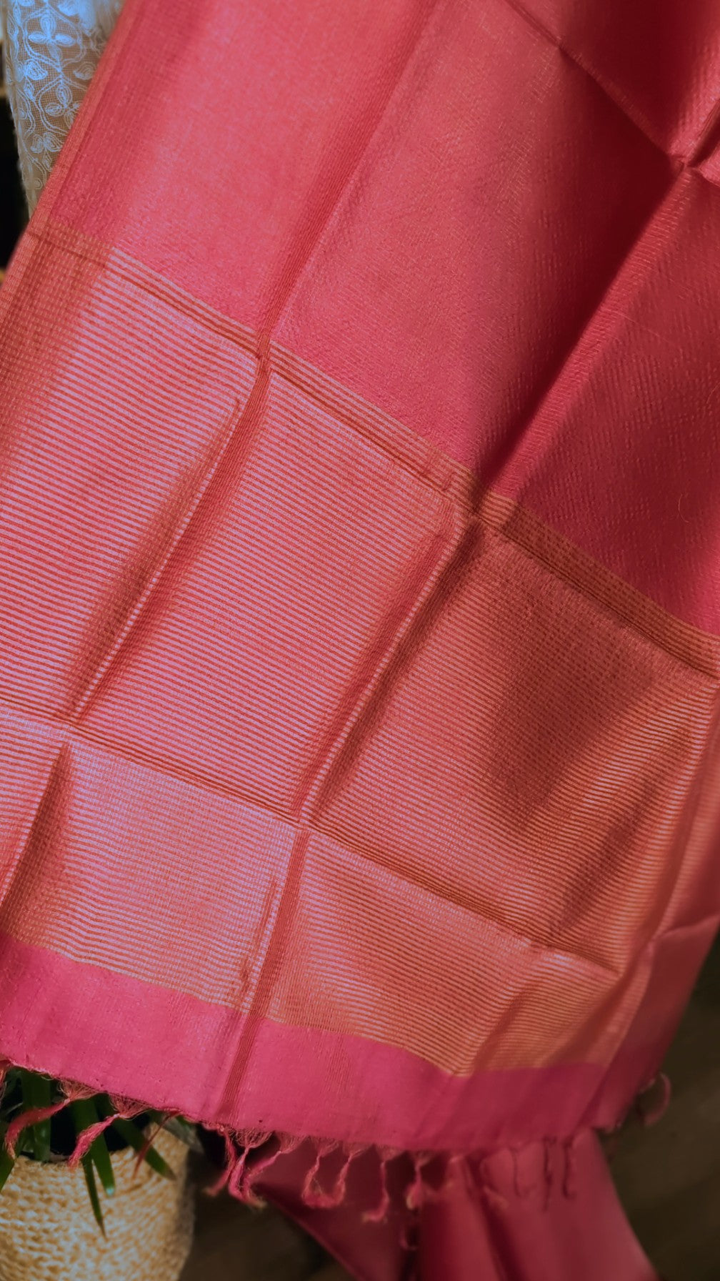 Tusser silk tissue weave saree