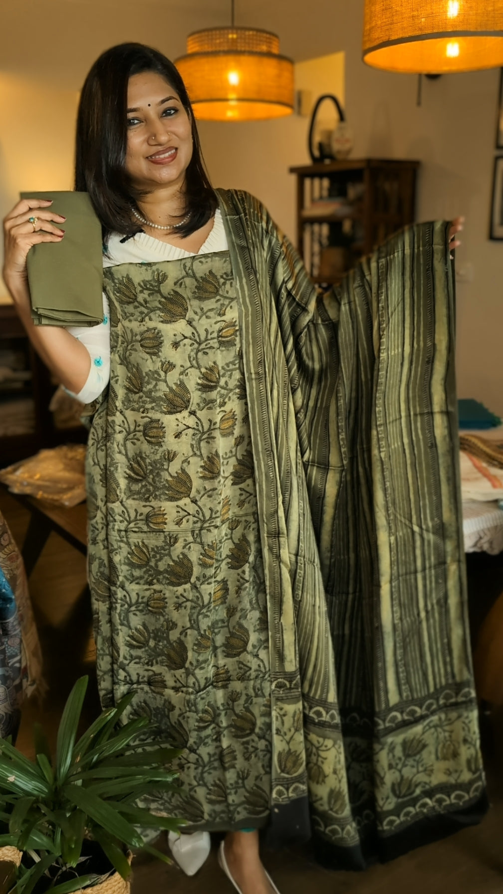 Modal silk vanaspati ajrakh set