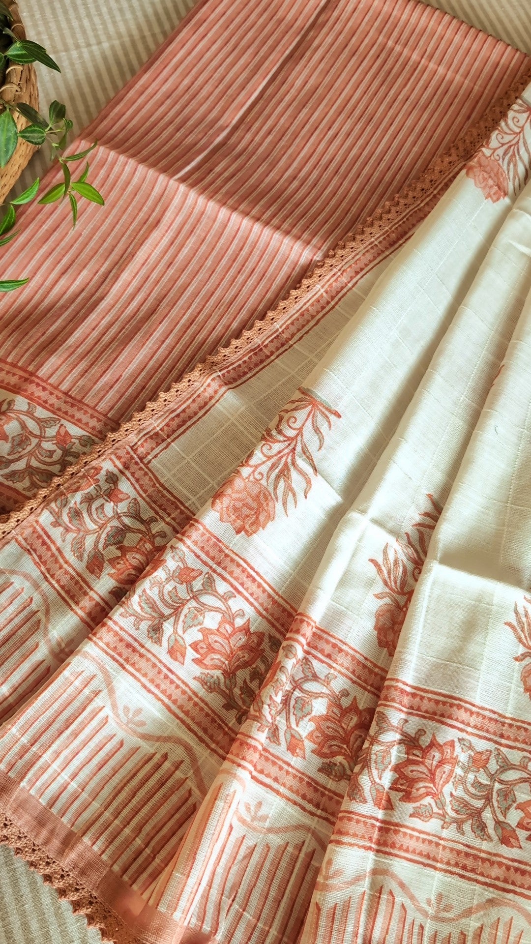 Cotton linen blend striped set