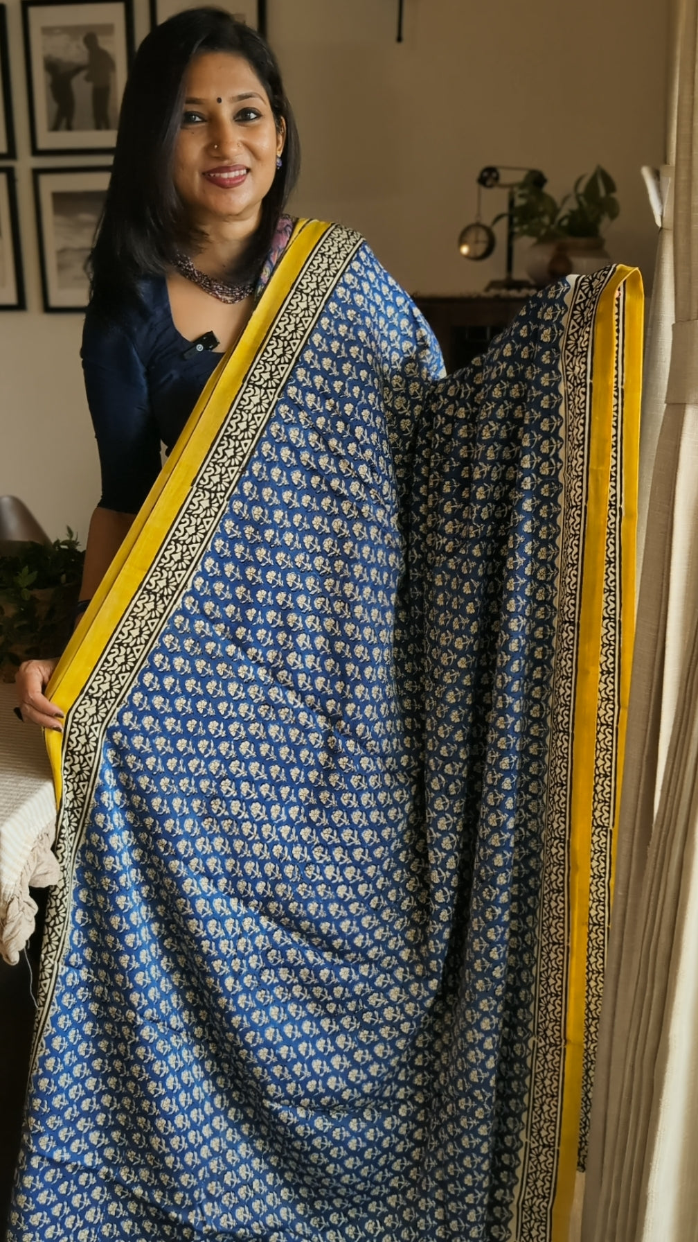 Modal silk ajrakh printed saree
