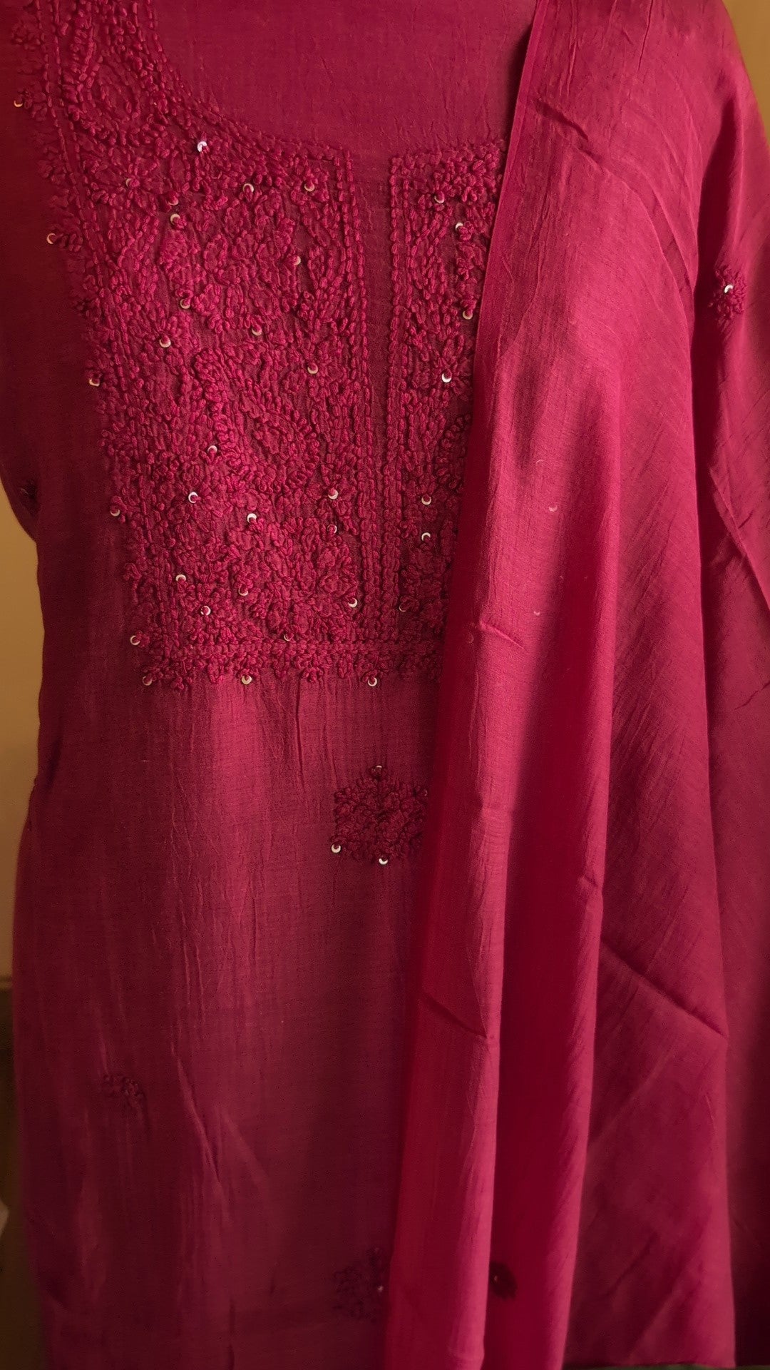 Mul chanderi chikkankari set
