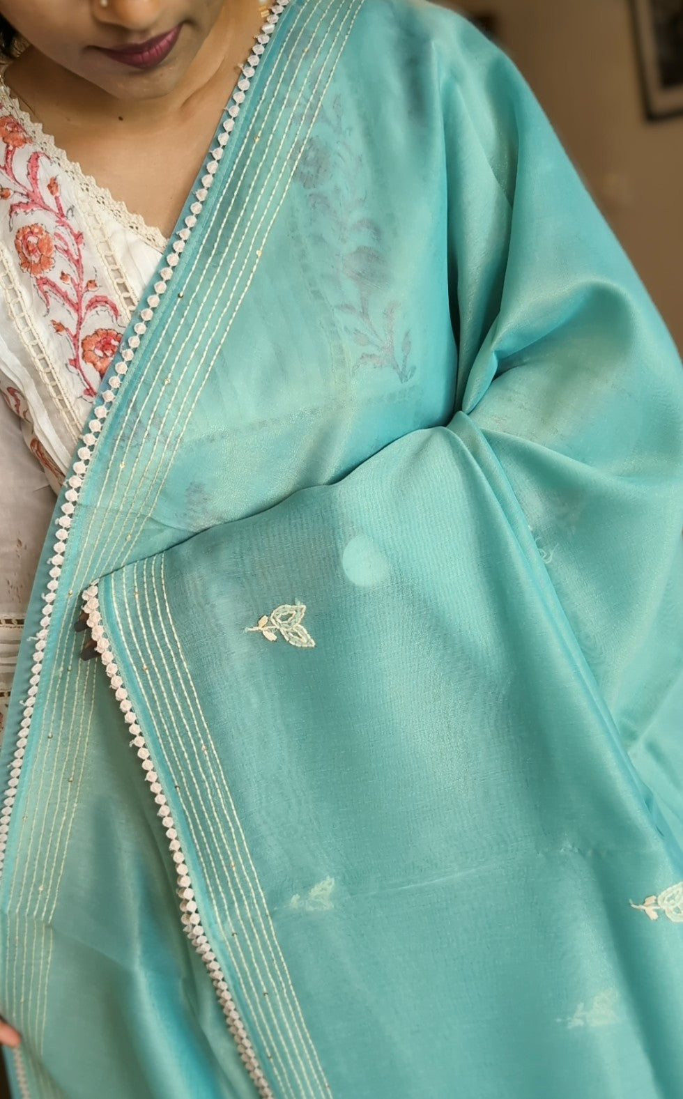 Tissue Chanderi handwork saree