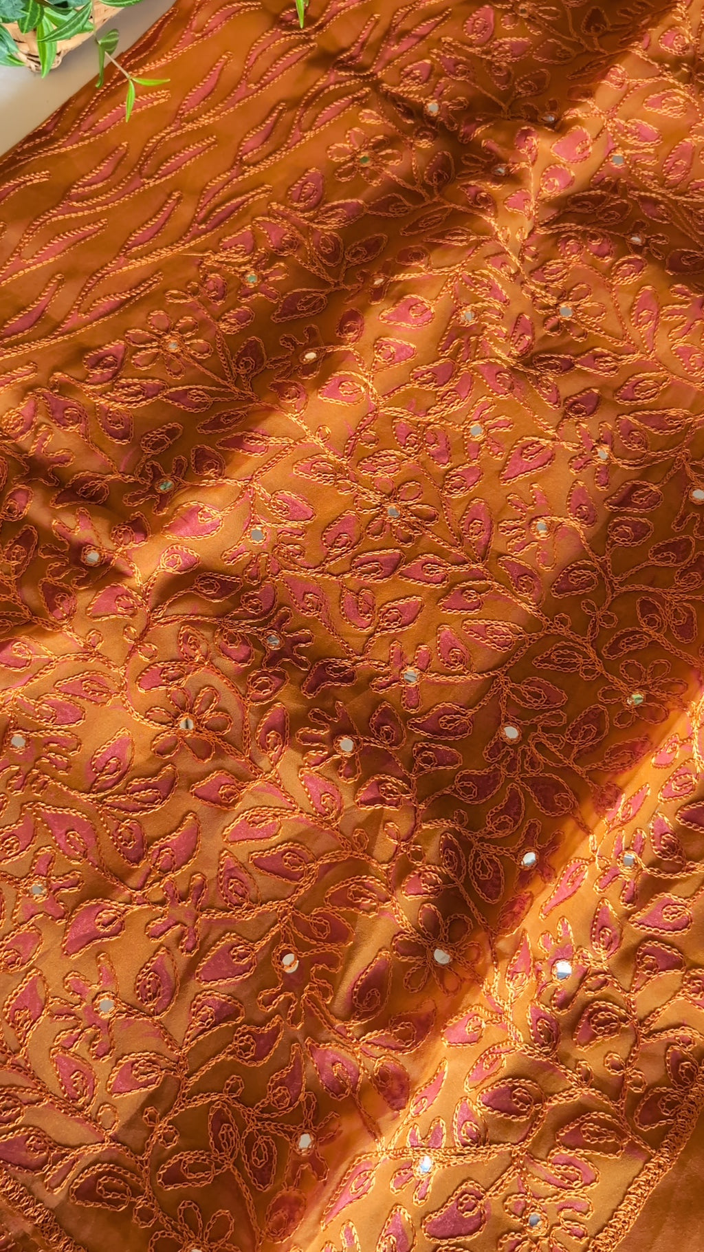 Organza thread work saree