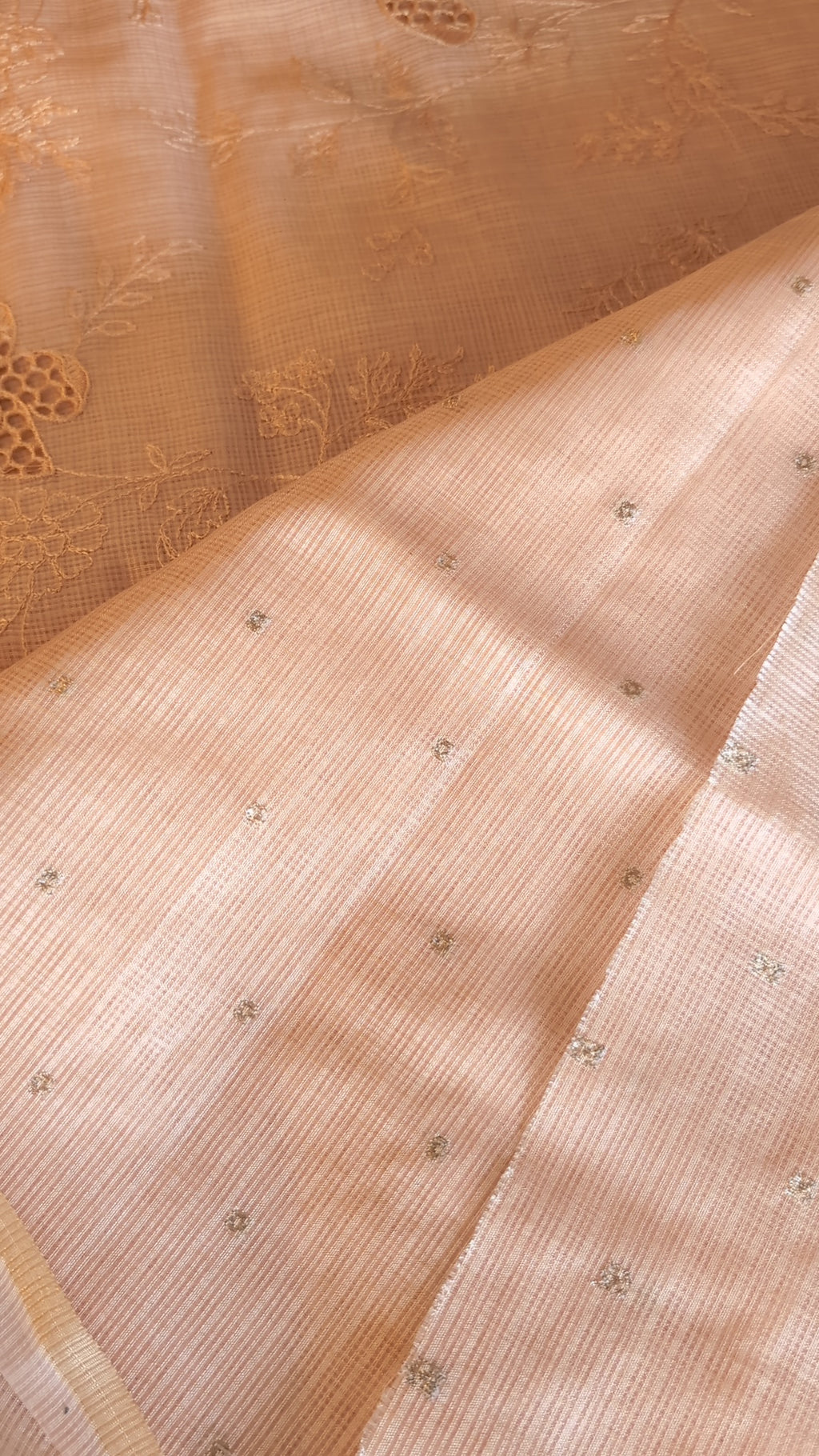 Kota silk cutwork & threadwork saree
