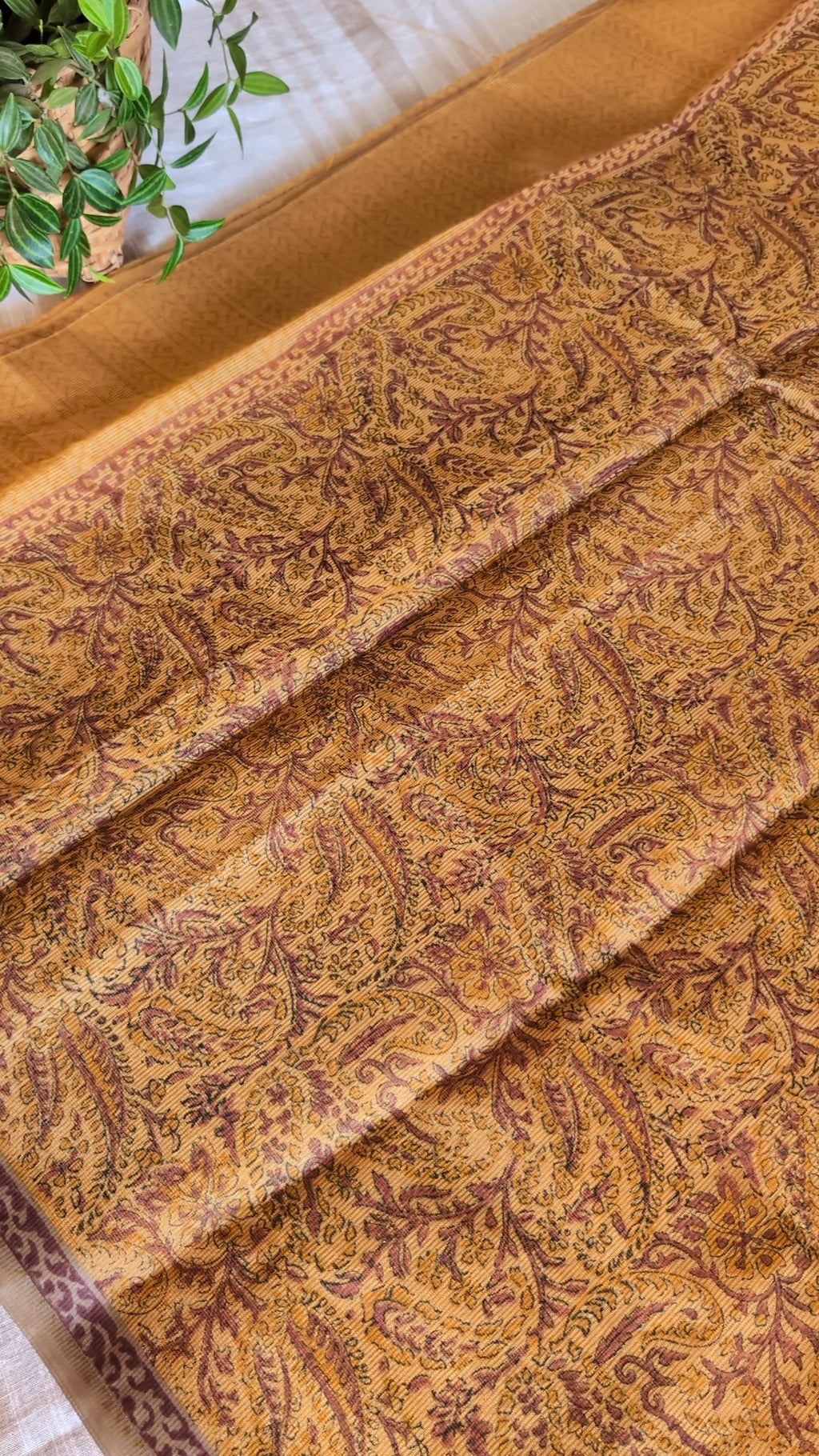Net kota printed saree-Methi brown