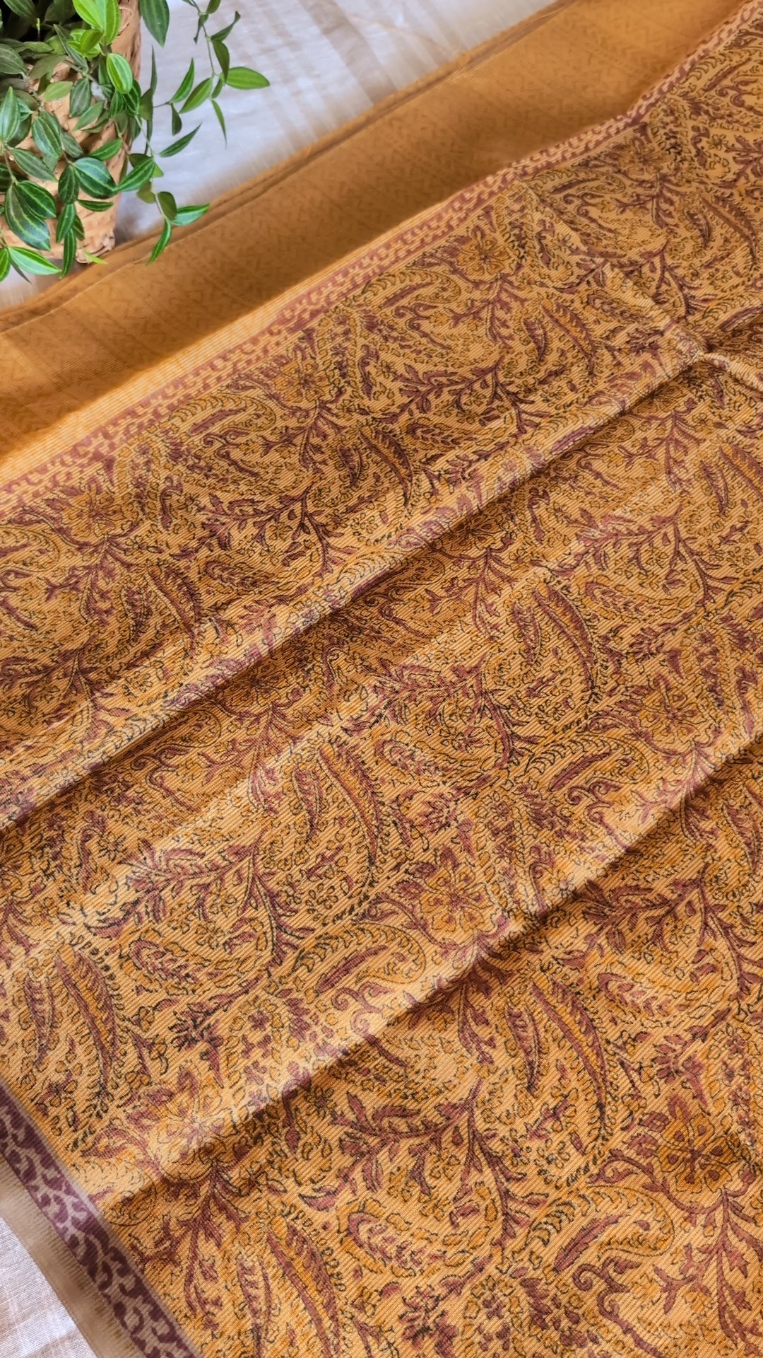 Net kota printed saree-Methi brown