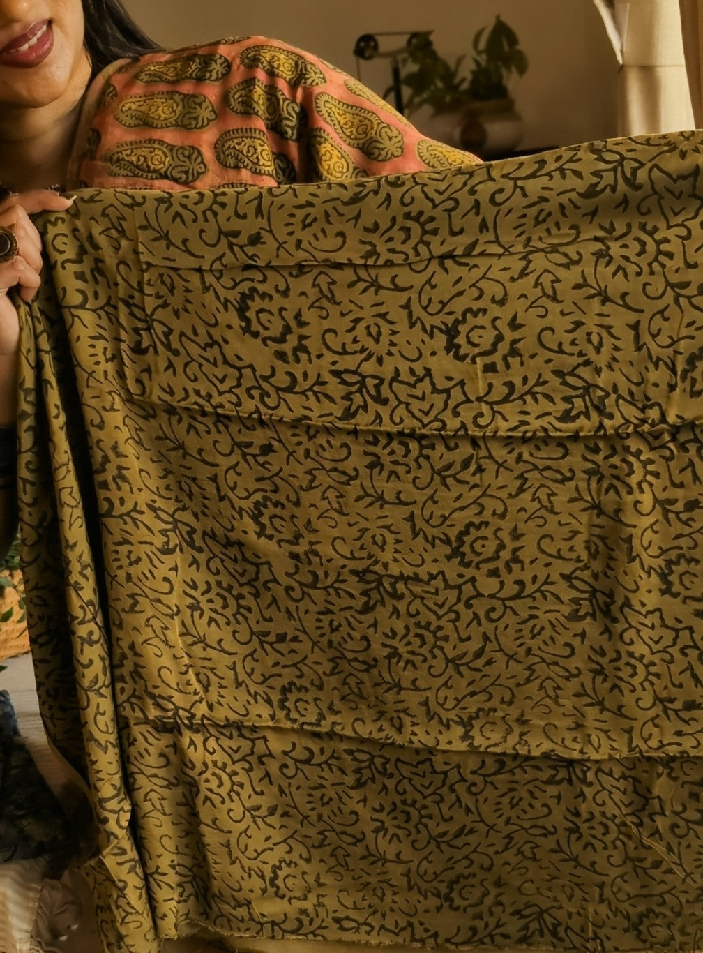 Modal silk pomegranate peel printed saree