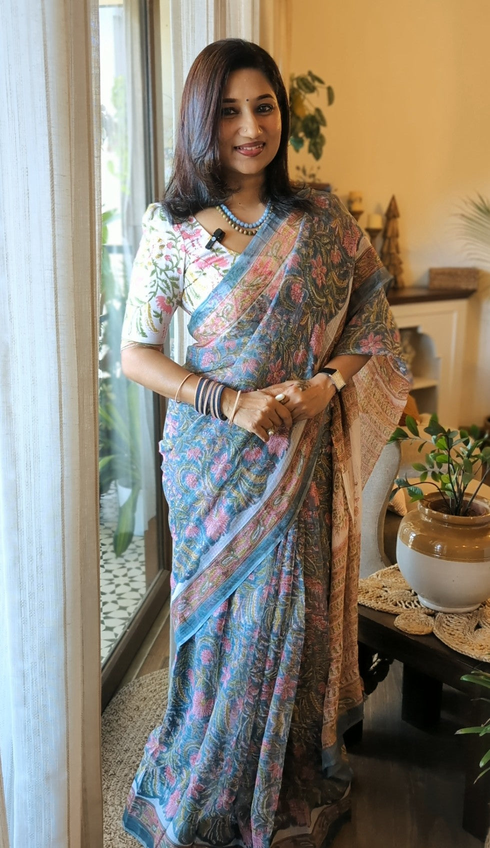 Printed Kota Doria saree