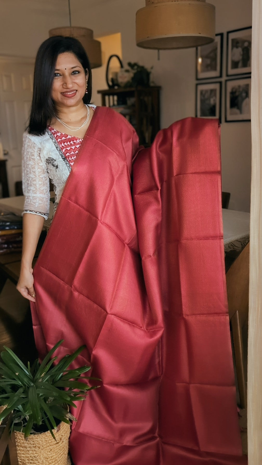 Tusser silk tissue weave saree