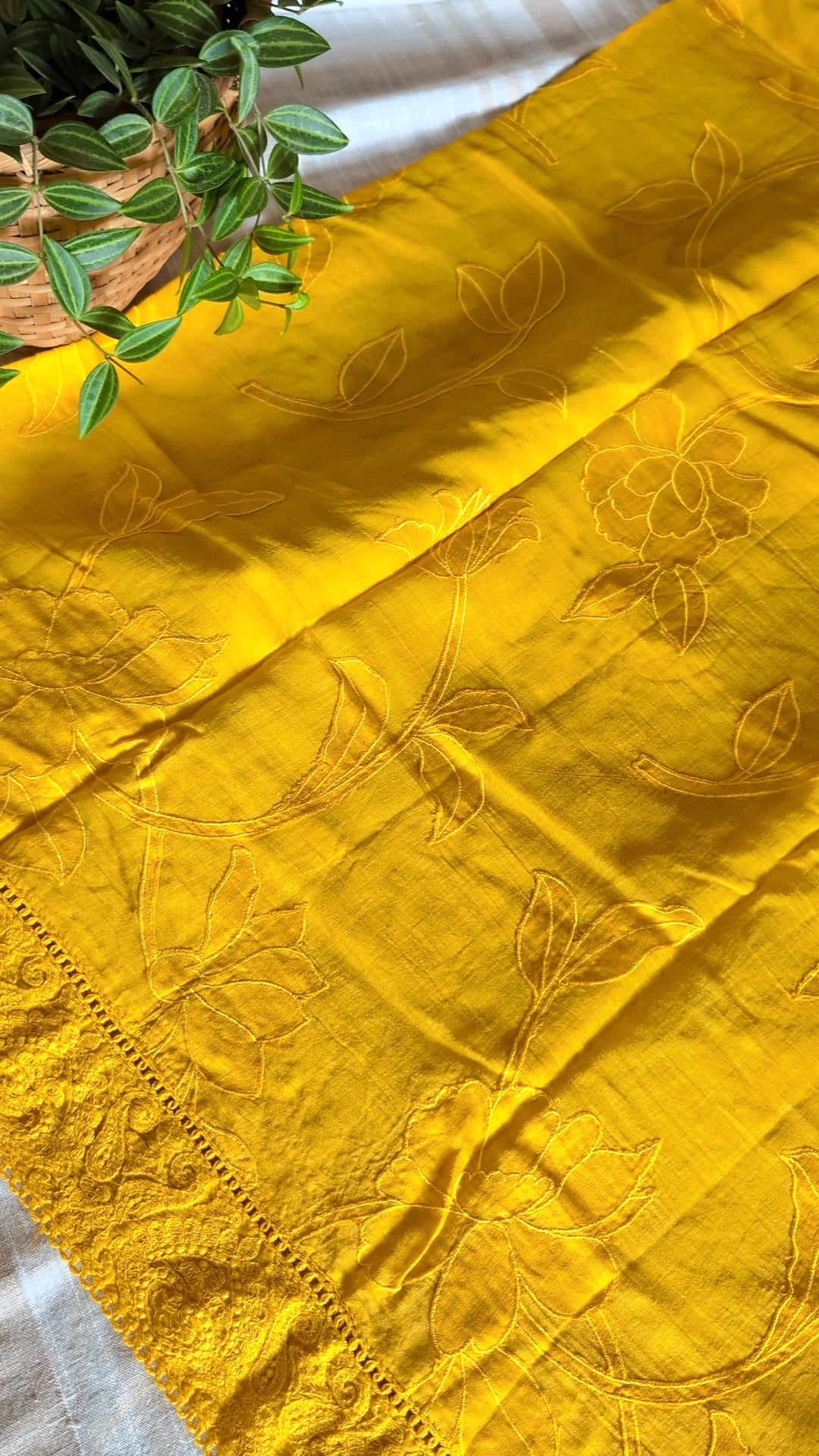 Mul Chanderi Applique Saree
