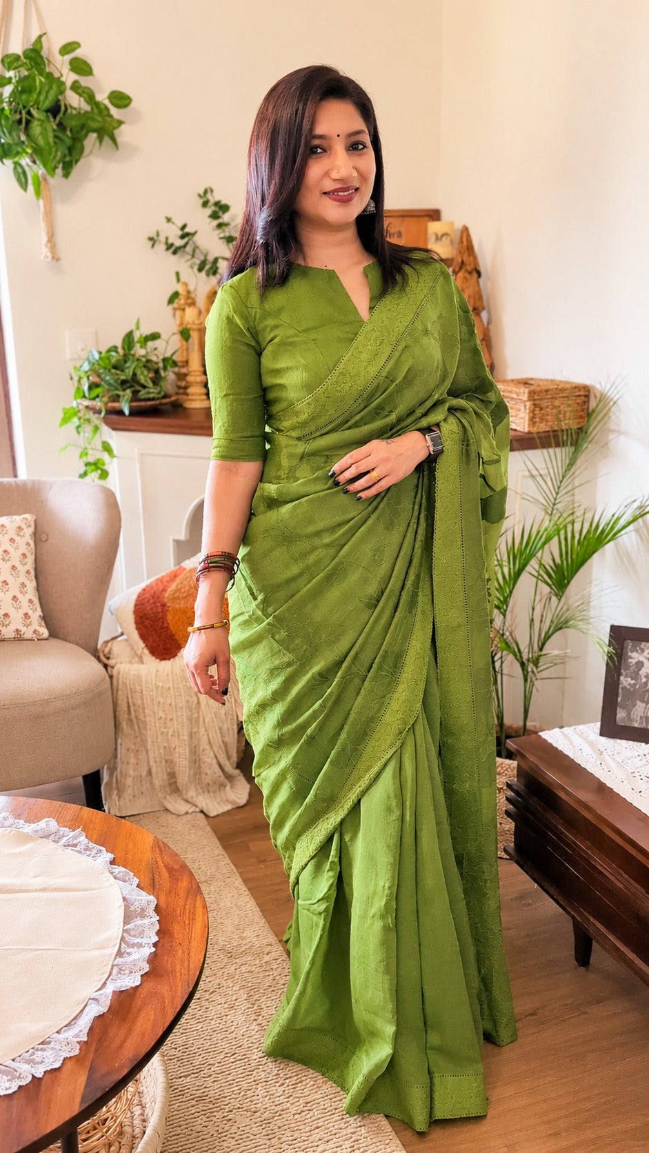 Chanderi Applique Saree