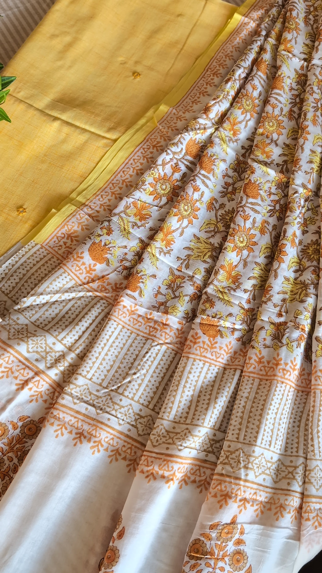 Cotton top with printed dupatta