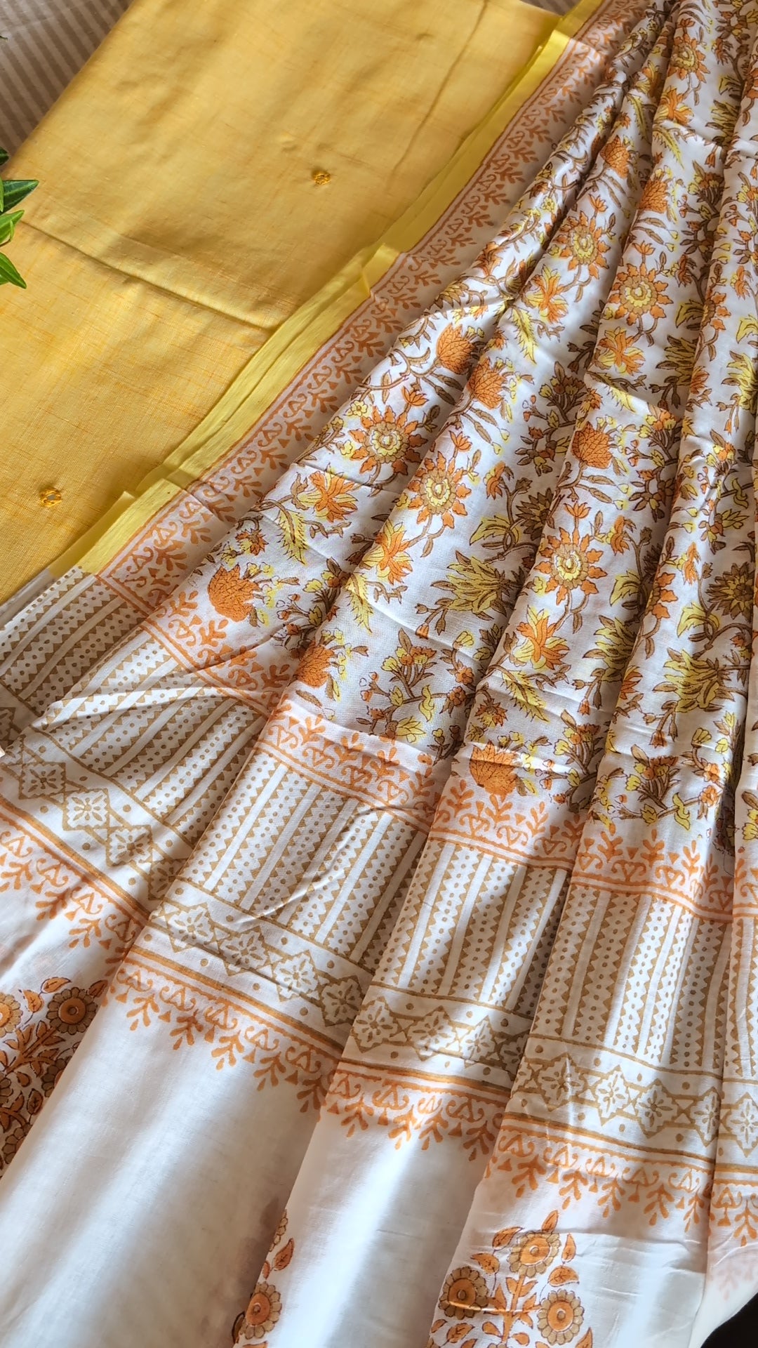Cotton top with printed dupatta
