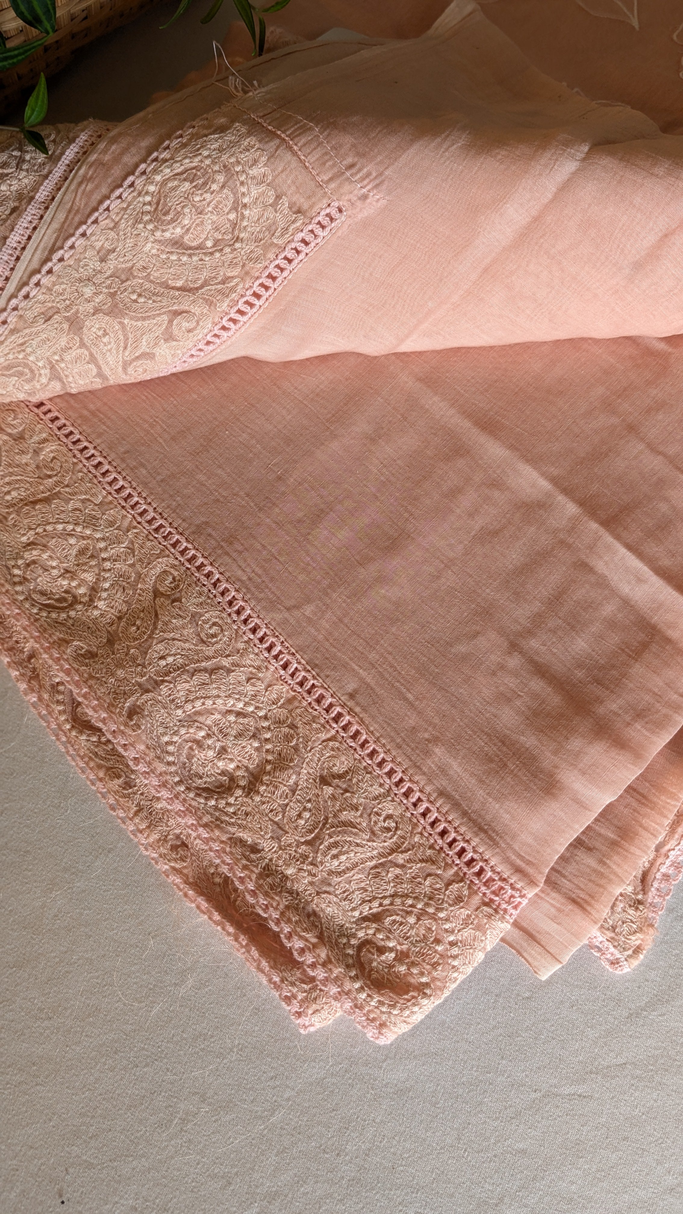 Mul chanderi Applique work saree