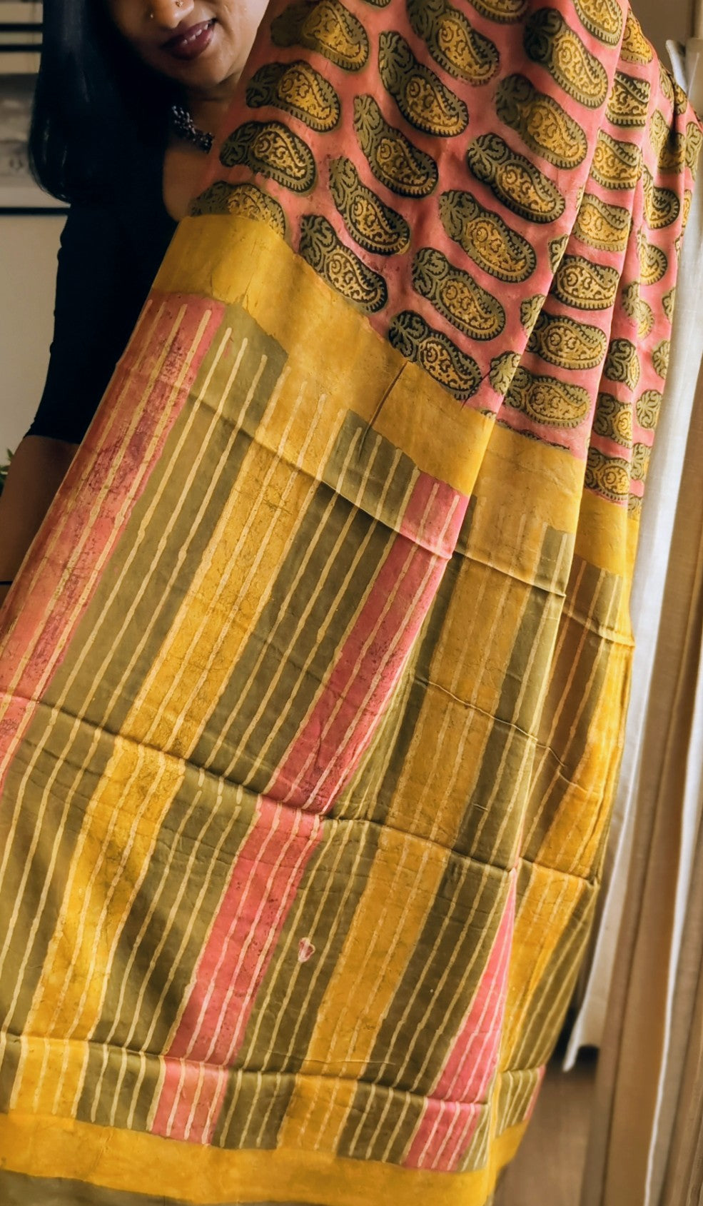 Modal silk pomegranate peel printed saree