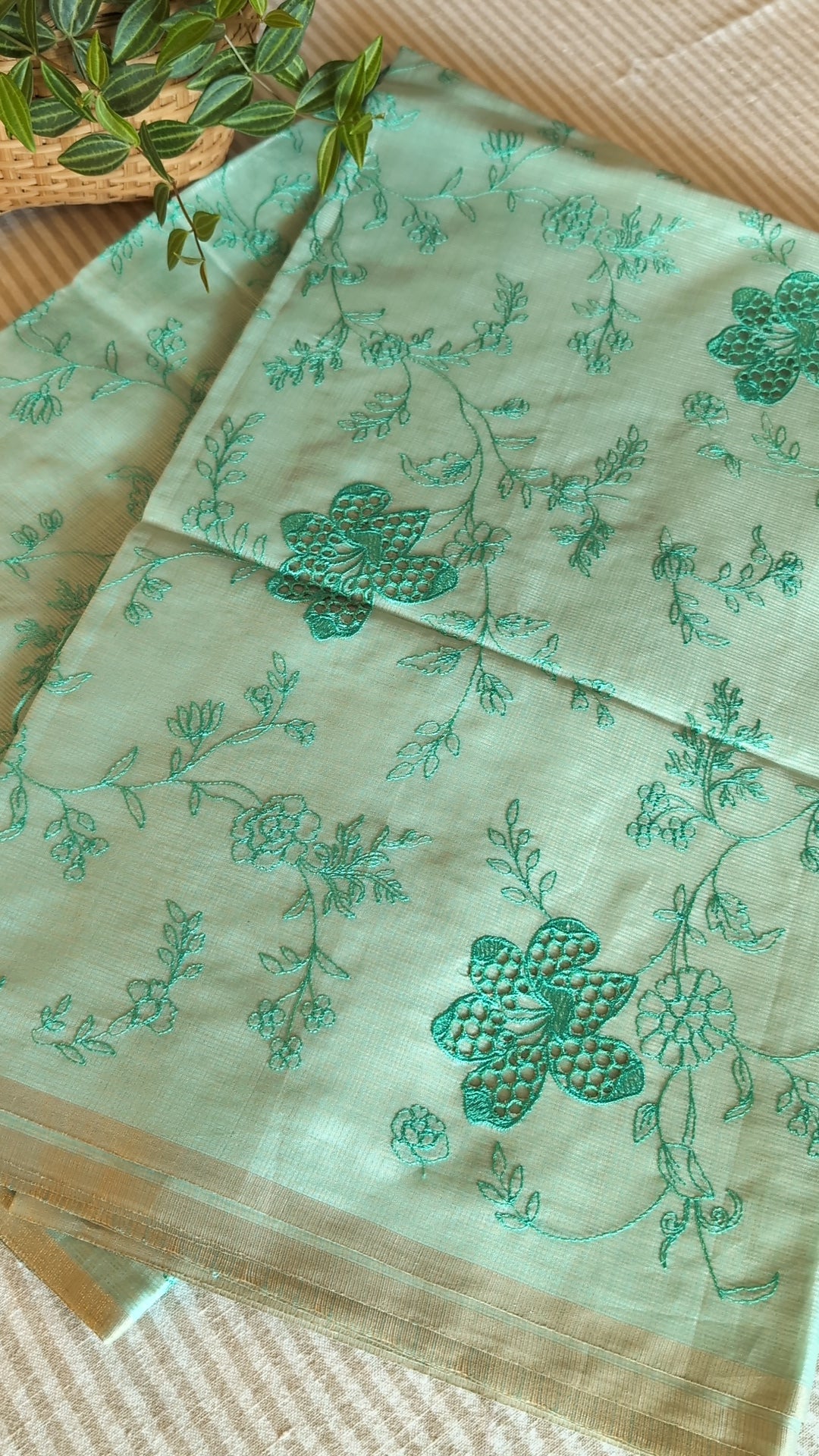 Kota silk thread & cutwork saree