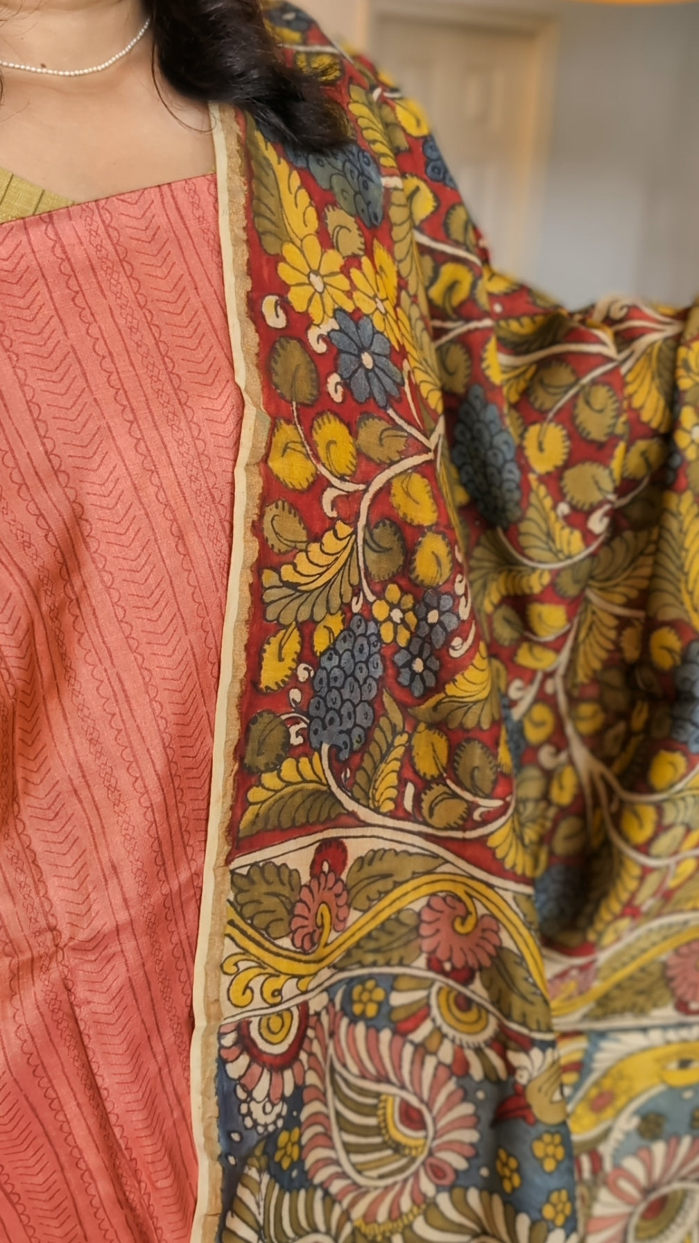 Pen kalamkari tusser silk set