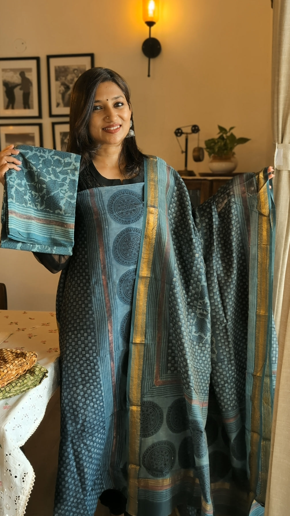 Maheshwari ajrakh block printed set