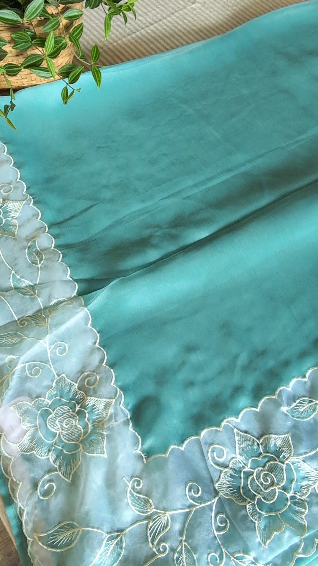 Soft crush organza saree