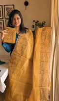 Net kota printed saree-Methi brown